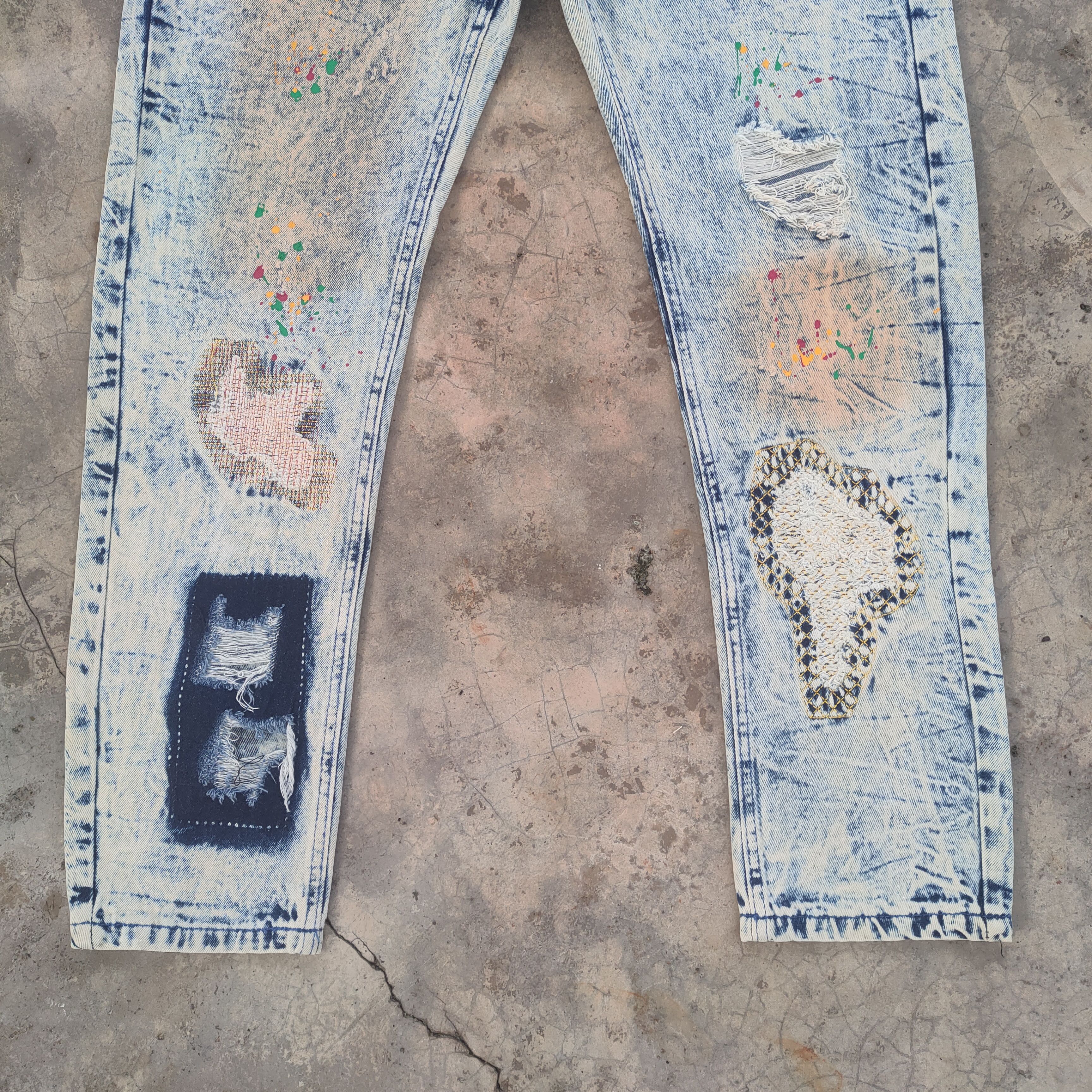Fashion Victim VTG FASHION PAINT PATCHWORK MUD WASH DENIM JEANS DENIM Size US 36 / EU 52 - 4 Thumbnail