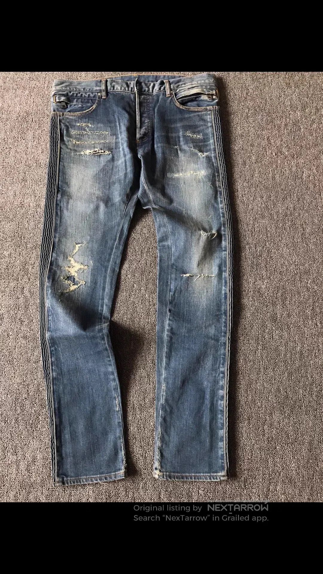 Balmain Blue Distressed Denim Jeans. Size US 34 / EU 50 - 1 Thumbnail
