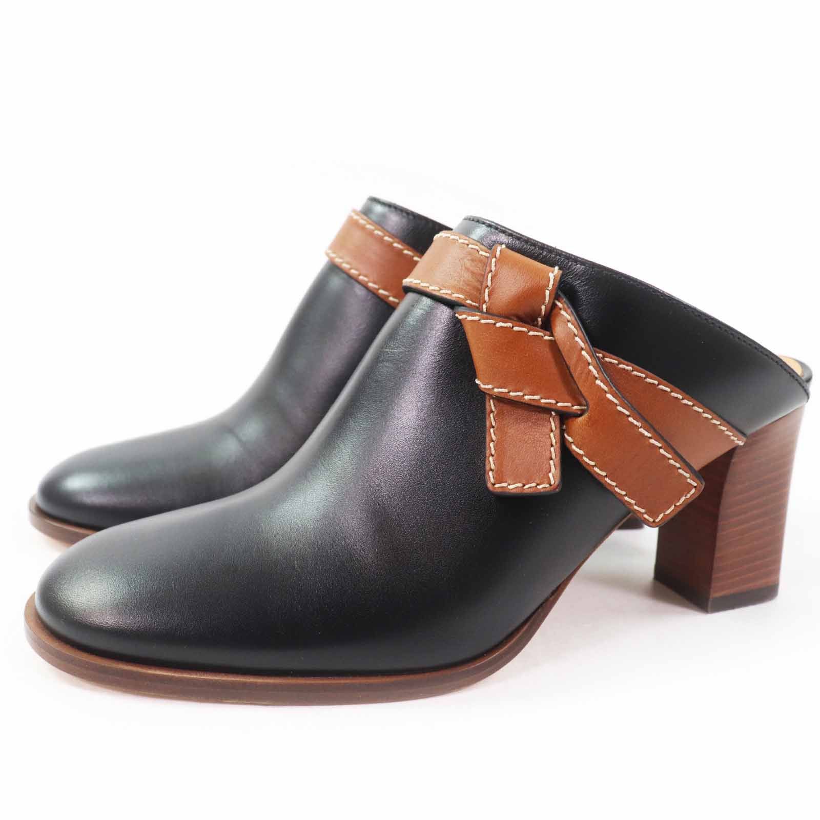 Loewe Loewe Gate Mule Leather Sandals Leather Shoes in Black, Women's