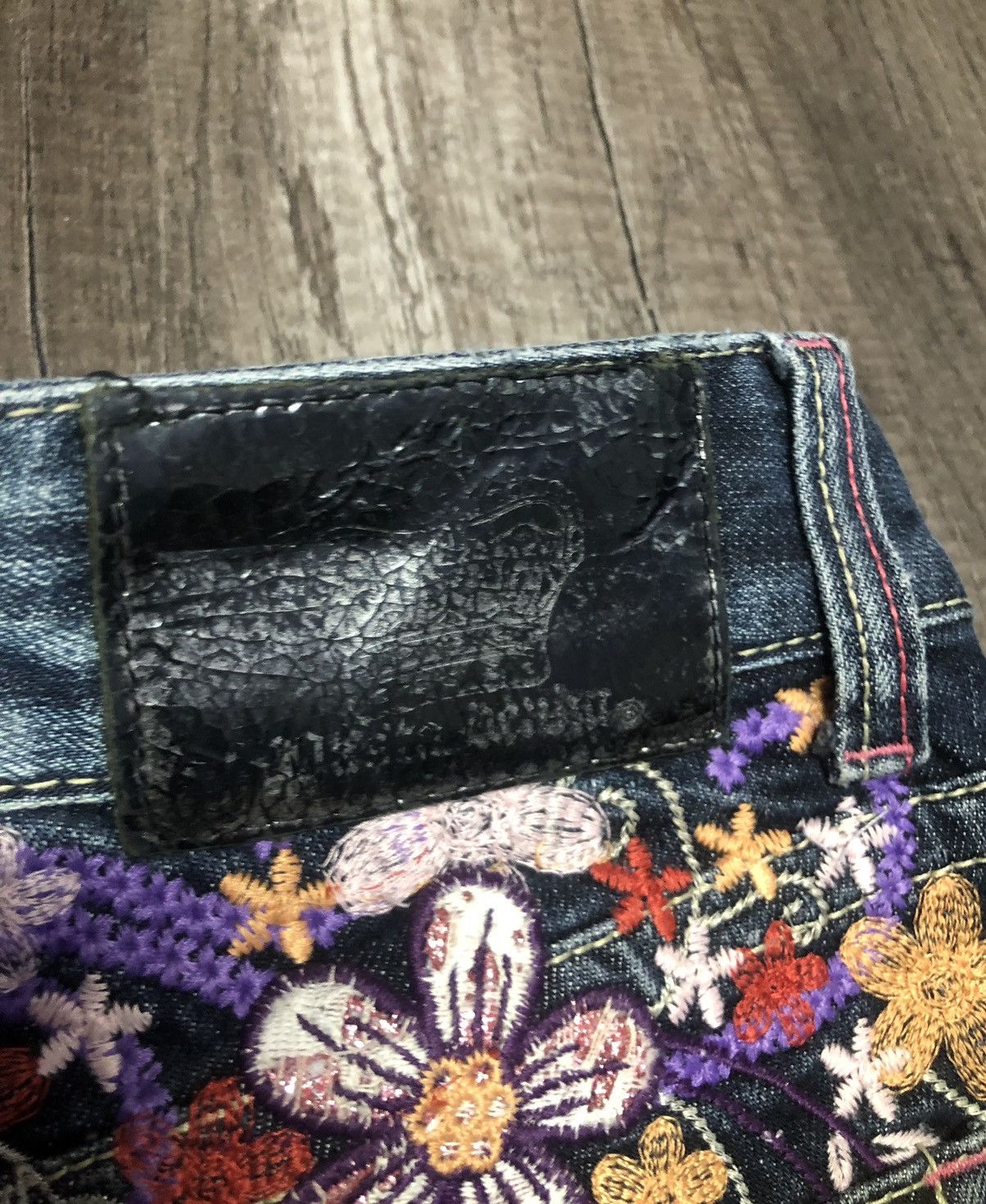 Japanese Brand Pasta Denim Jeans Flower Patch Size 29" - 6 Thumbnail