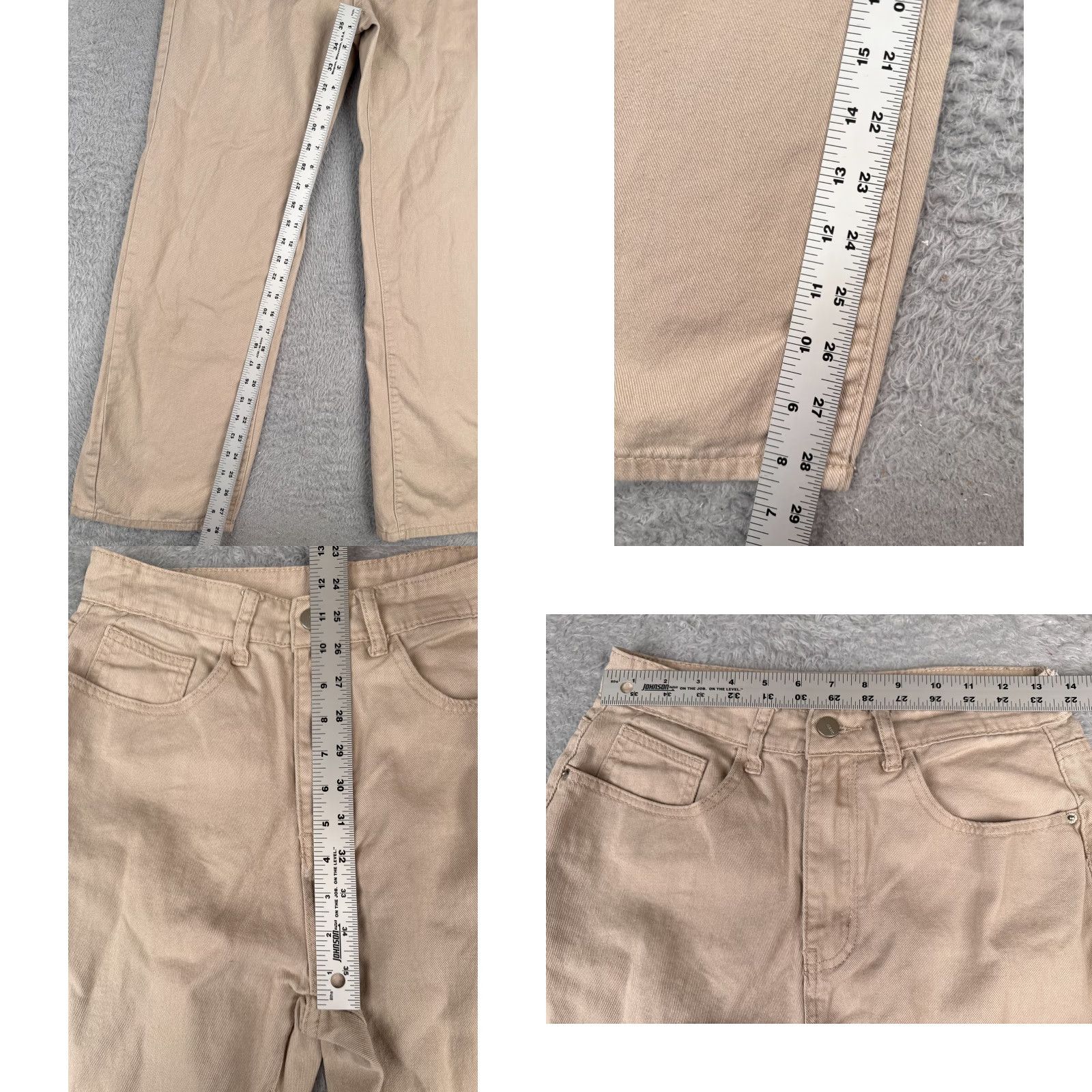 Shein Shein Jeans Women 6 Beige Denim Wide-Leg High Rise Cotton Blend 26x29 Zip Button 5-Pocket Distressed Western Casual Mens Womens Girls Size 28" / US 6 / IT 42 - 8 Thumbnail