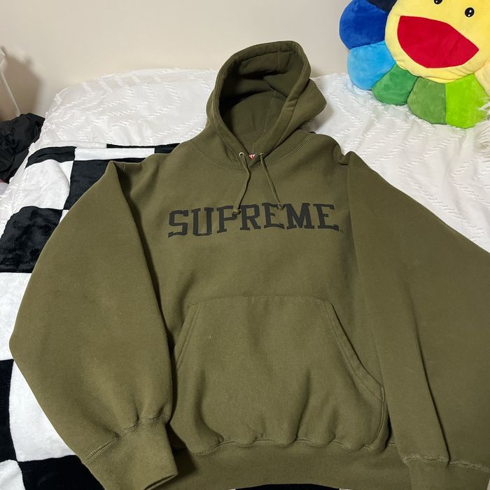 Supreme Supreme Logo Hoodie Olive Green Grailed