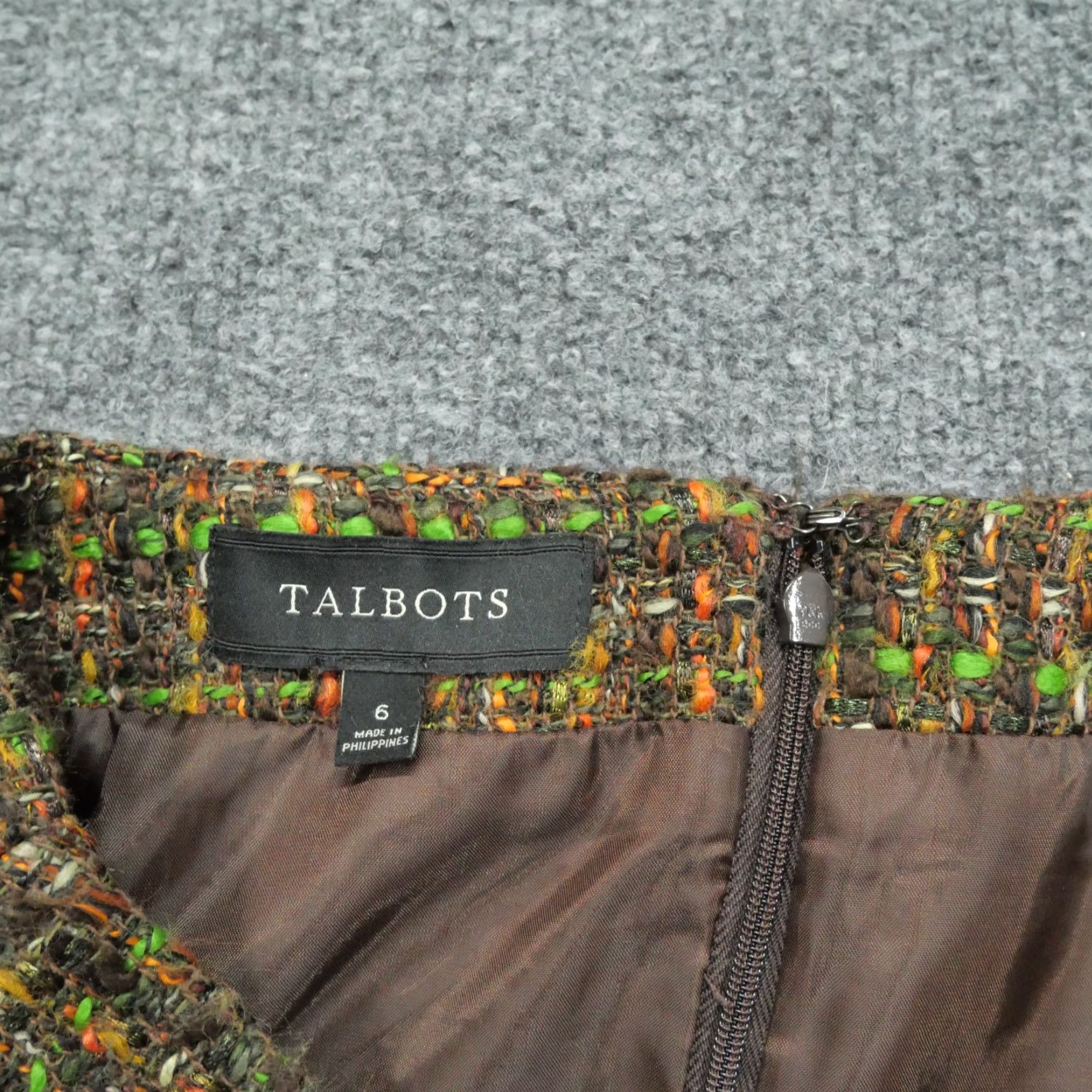 Talbots Talbots Skirt Womens 6 Brown Green Orange Tweed Straight Business Size 28" / US 6 / IT 42 - 6 Thumbnail