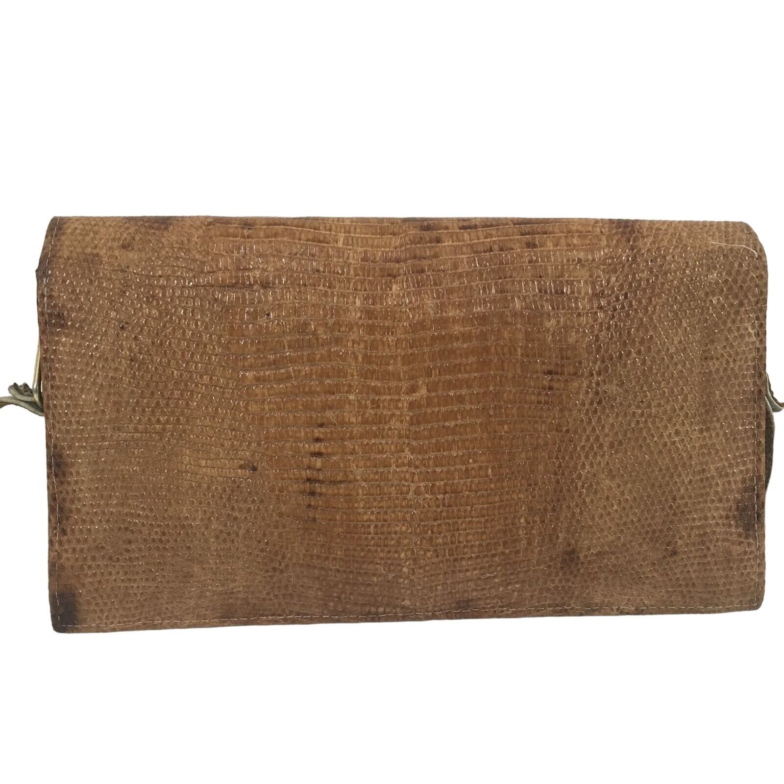 Other Vtg Small Brown Genuine LIZARD Iguana SKIN Clutch Purse Size ONE SIZE - 3 Thumbnail
