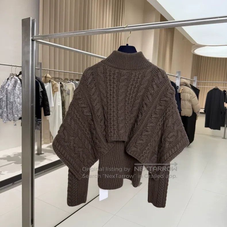 Hermes Hermes Brown and Caramel Coarse Knit Cloak Sweater Two-Pie Size XS / US 0-2 / IT 36-38 - 2 Thumbnail