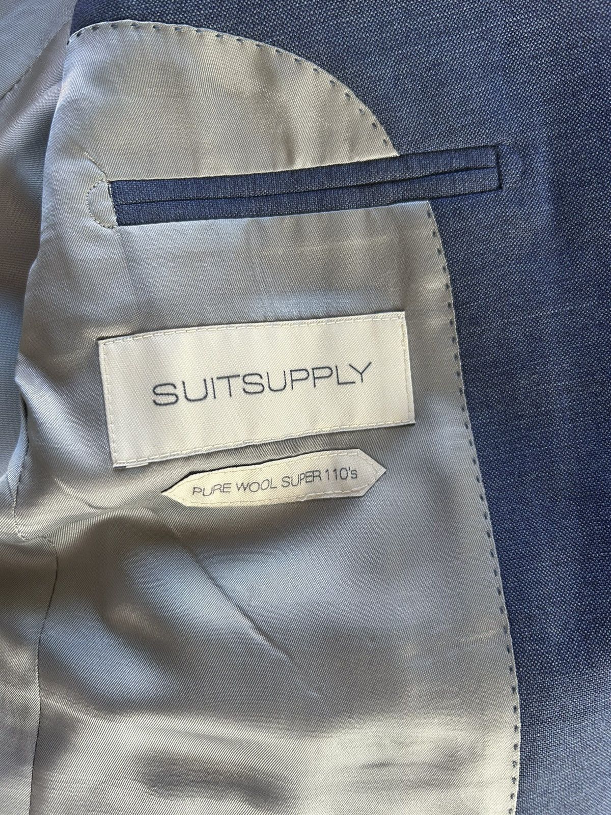 Suitsupply × Vitale Barberis Canonico Suitsupply men’s full blue suit- jacket and trousers Size 36S - 9 Thumbnail