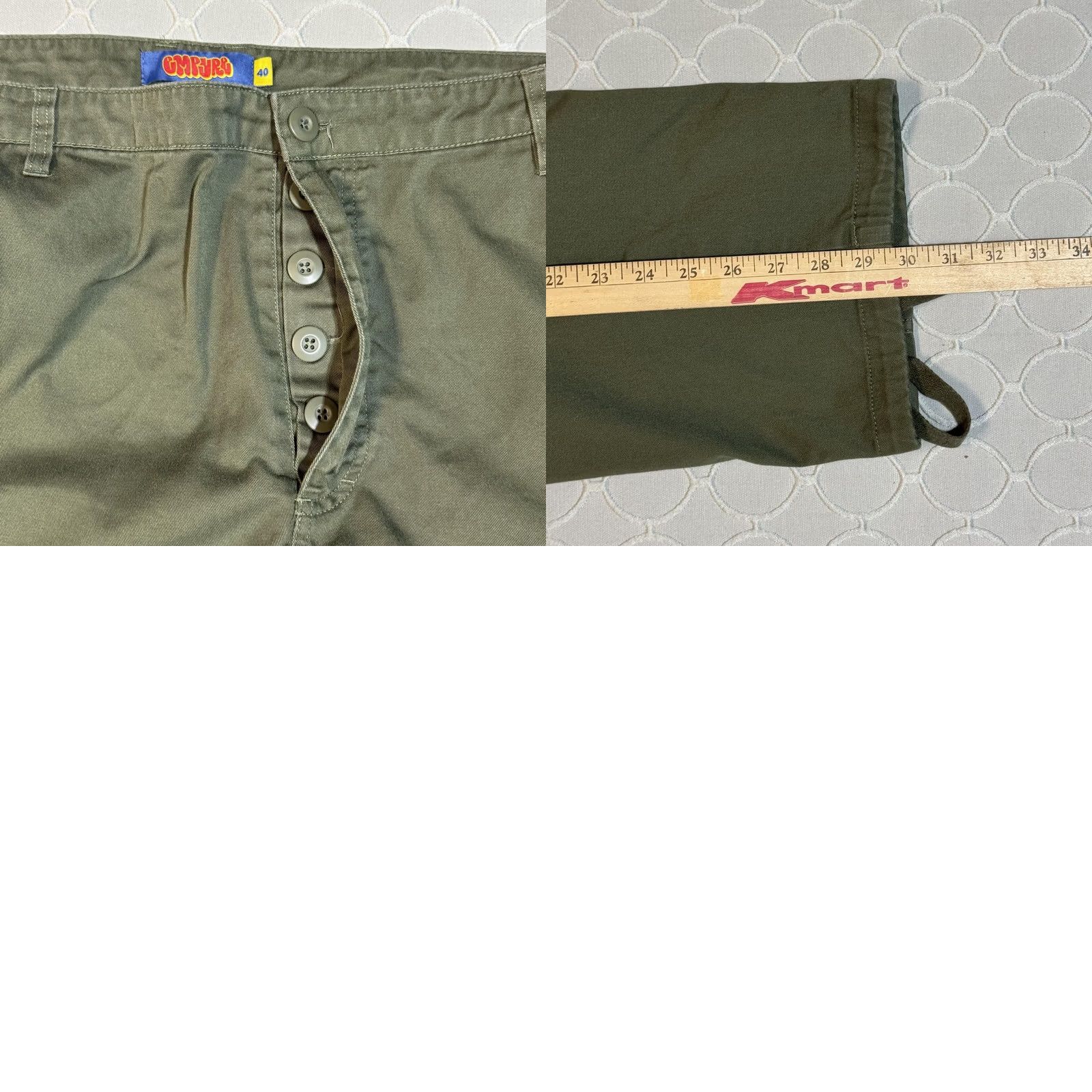 Empyre Empyre Relax Pants Mens 40 Olive Green Cargo Utility Pocket Button Fly Adjustable Workwear Size US 40 / EU 56 - 8 Thumbnail
