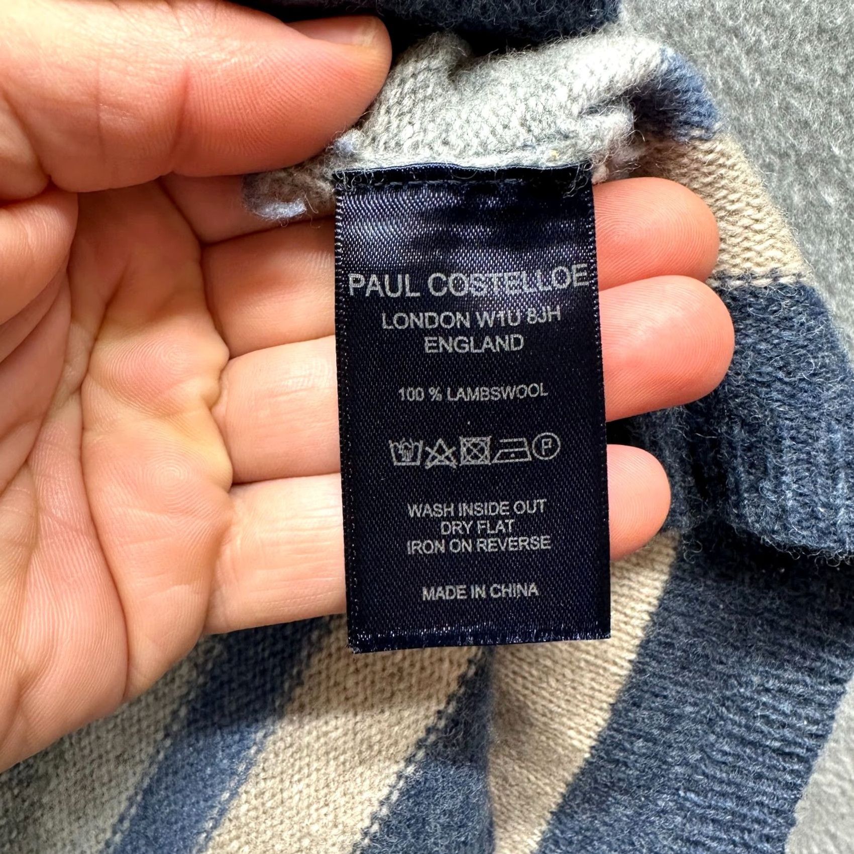 Vintage Paul Costelloe Cardigan Womens XL Blue 100% Wool Open Knit Sweater Shirt Knit Cardigan Womens UK 18 Blue 100% Wool Open Sweater Size XL / US 12-14 / IT 48-50 - 6 Thumbnail
