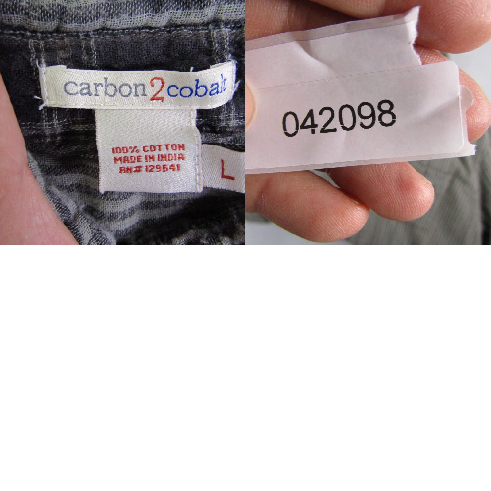 Carbon2Cobalt Carbon 2 Cobalt Mens Large Gray Striped Flannel Button Up Shirt Size US L / EU 52-54 / 3 - 8 Thumbnail