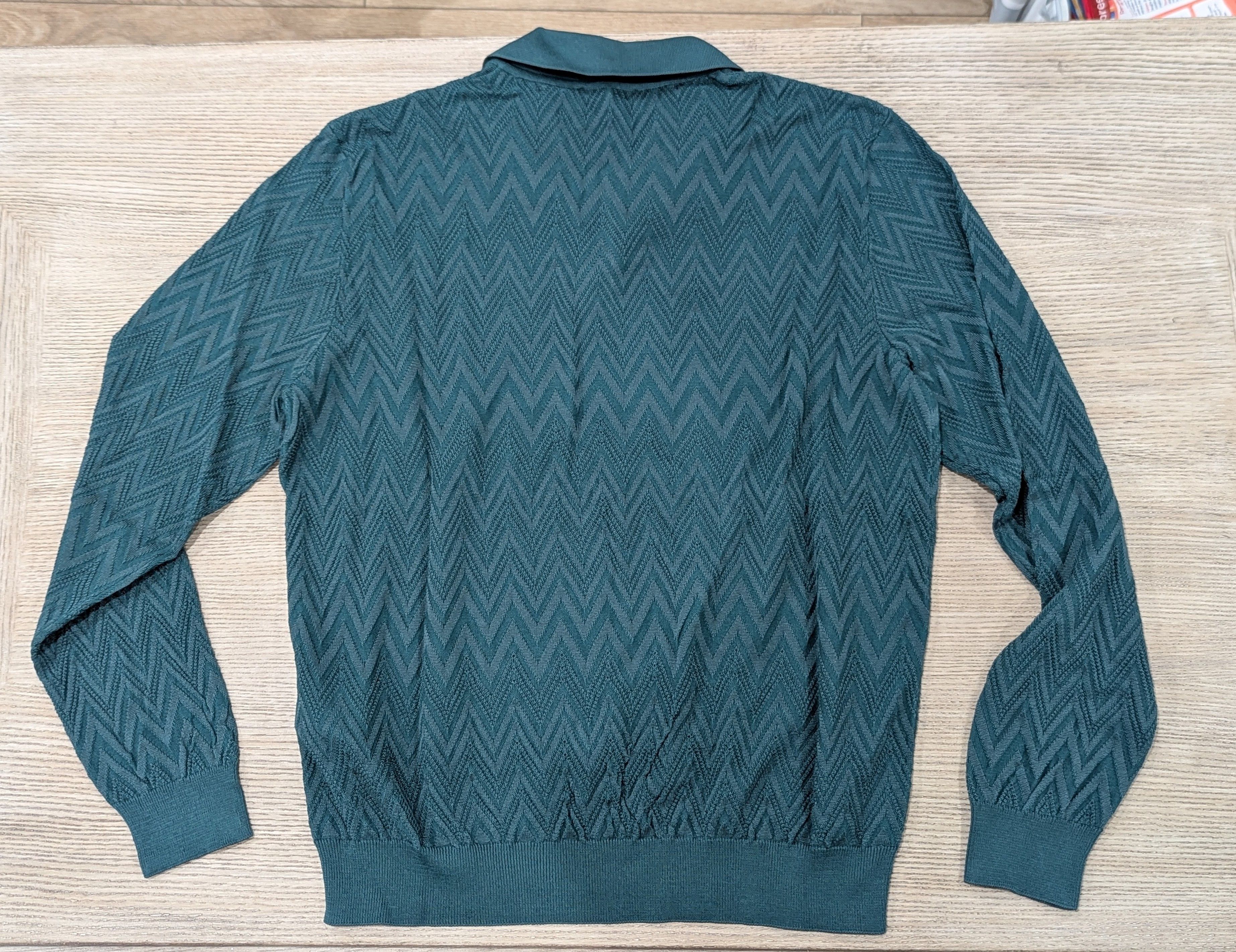 Missoni Missoni Textured Chevron Johnny Collar Polo Shirt Green XL Size US XL / EU 56 / 4 - 2 Thumbnail