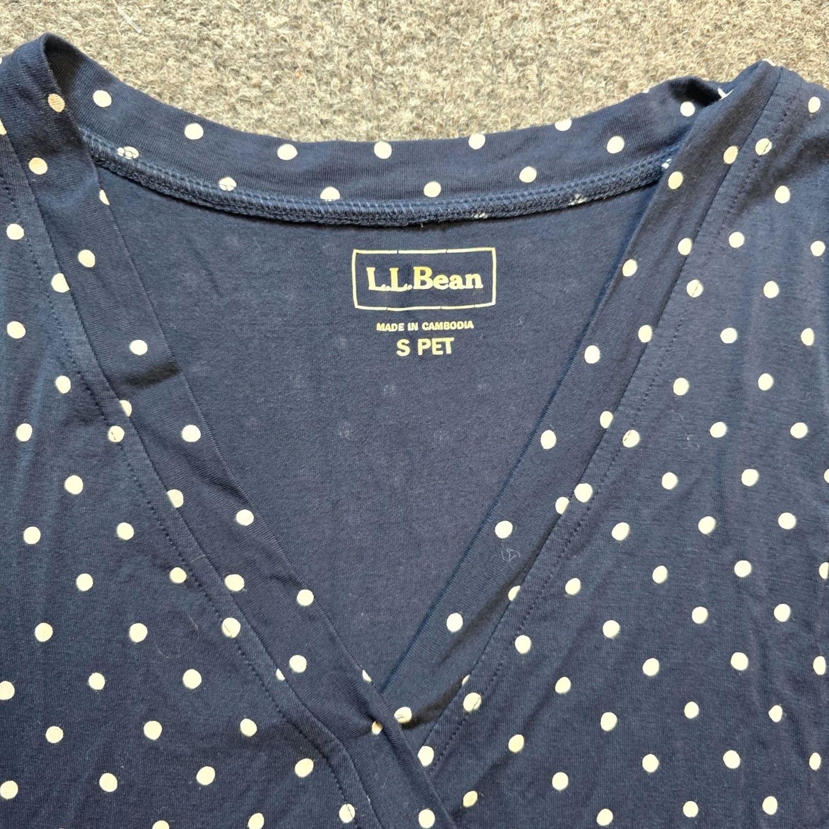 Vintage LL Bean Dress Womens Size Small Petite Blue Polka Dot Summer Knit V Neck Stretch XS? Wait Size S / US 4 / IT 40 - 3 Thumbnail