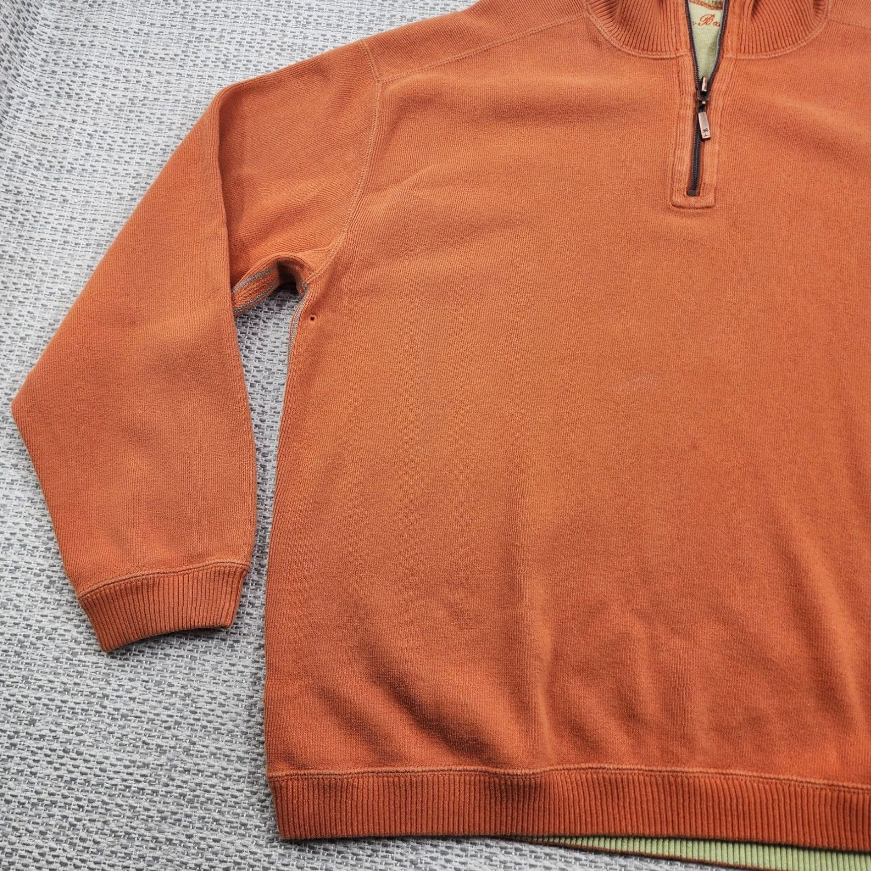 Tommy Bahama Tommy Bahama Sweater Mens L Orange Quarter Zip Pullover Cotton Mock Neck Shirt Size US L / EU 52-54 / 3 - 3 Thumbnail