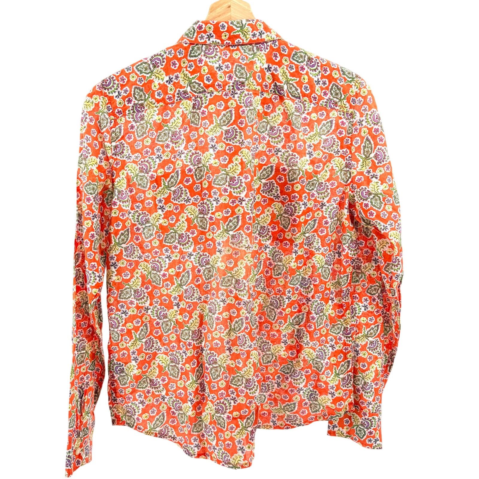 Ralph Lauren Orange Purple Floral 100% Cotton Button Down Shirt Size M / US 6-8 / IT 42-44 - 5 Thumbnail
