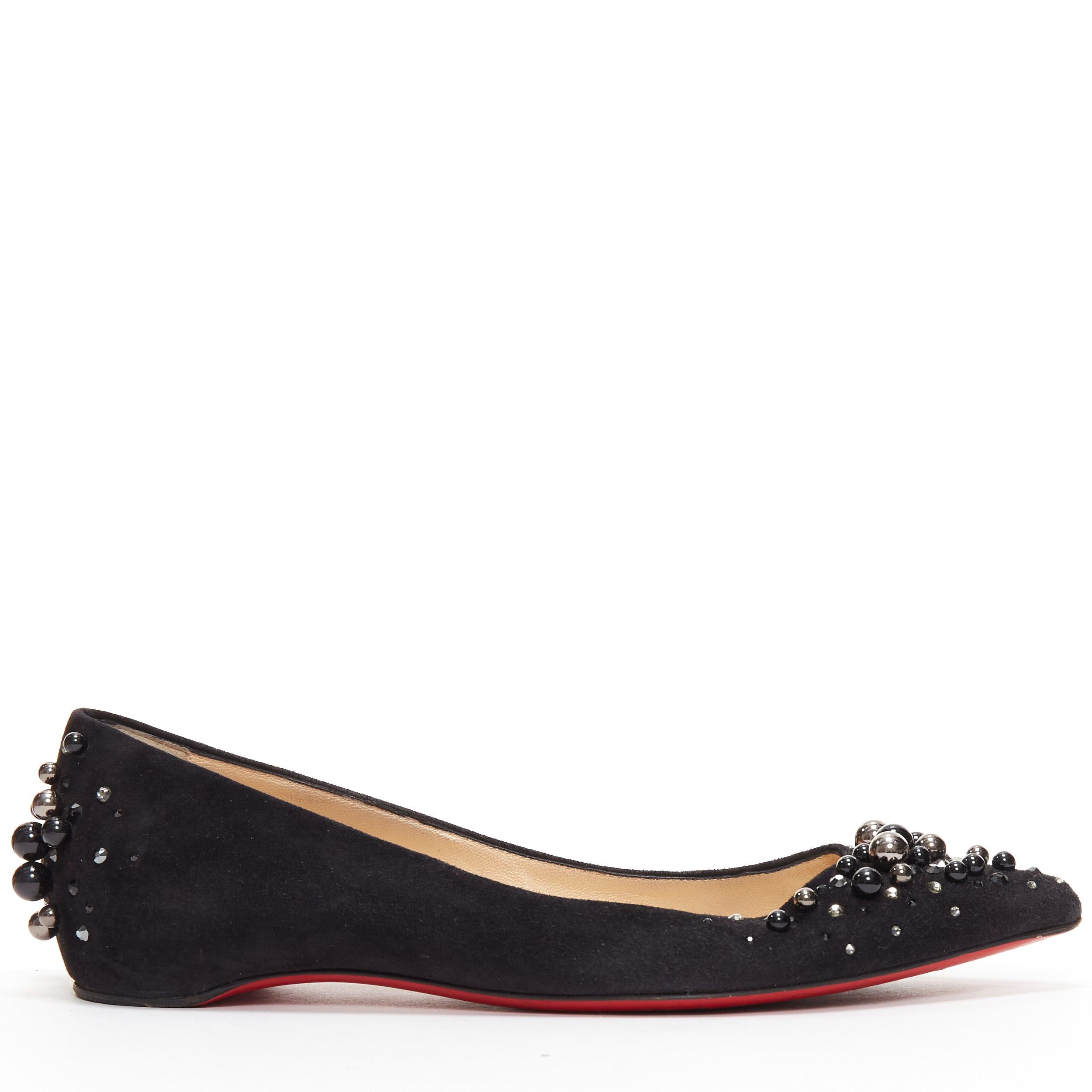 Christian Louboutin CHRISTIAN LOUBOUTIN Veau Velours black suede beaded embellished flats EU35.5 Size US 5.5 / IT 35.5 - 1 Thumbnail