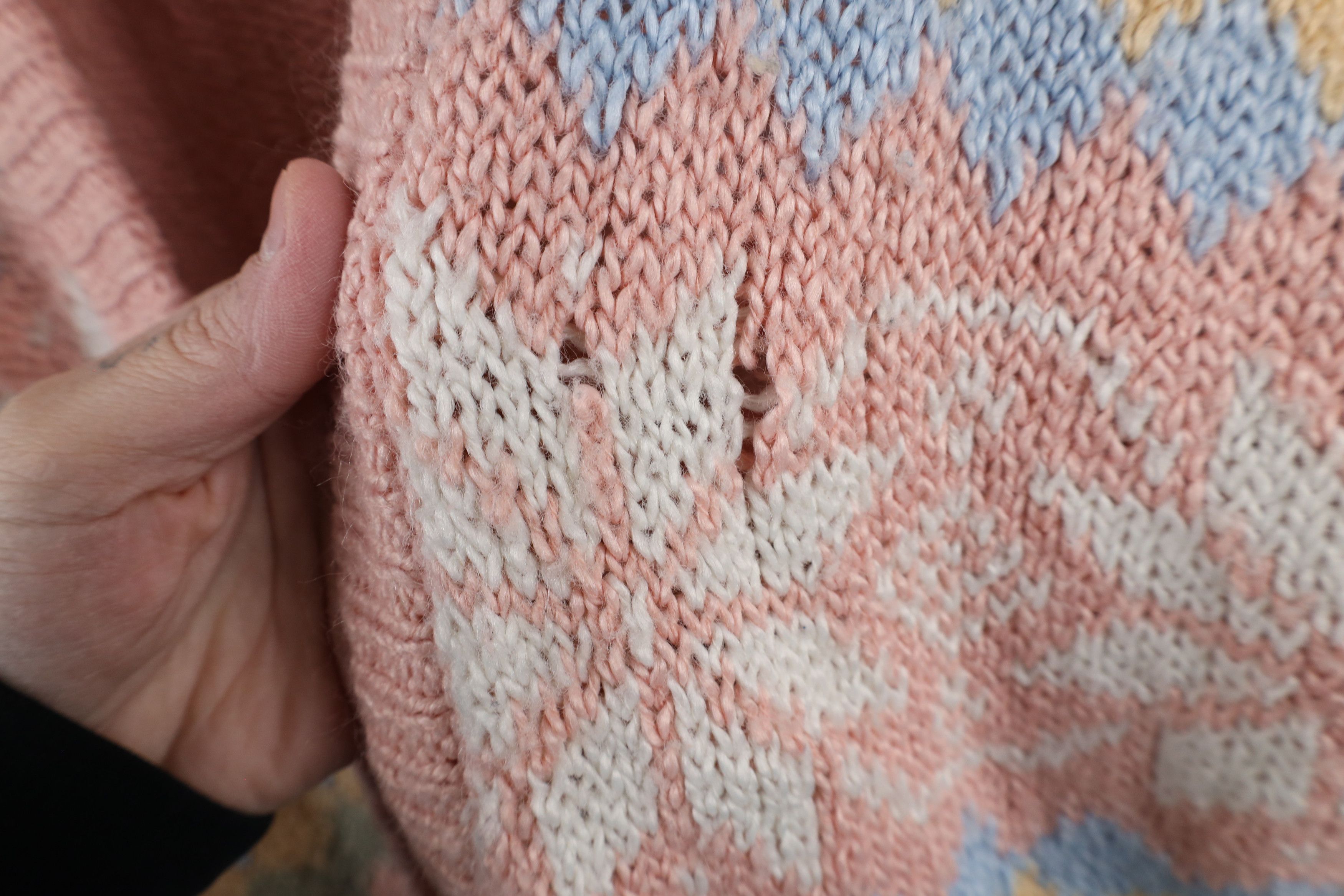 Vintage Vintage 90s Blend Pastel Fair Isle Knit Cardigan Sweater Size XXL / US 16-18 / IT 52-54 - 5 Thumbnail