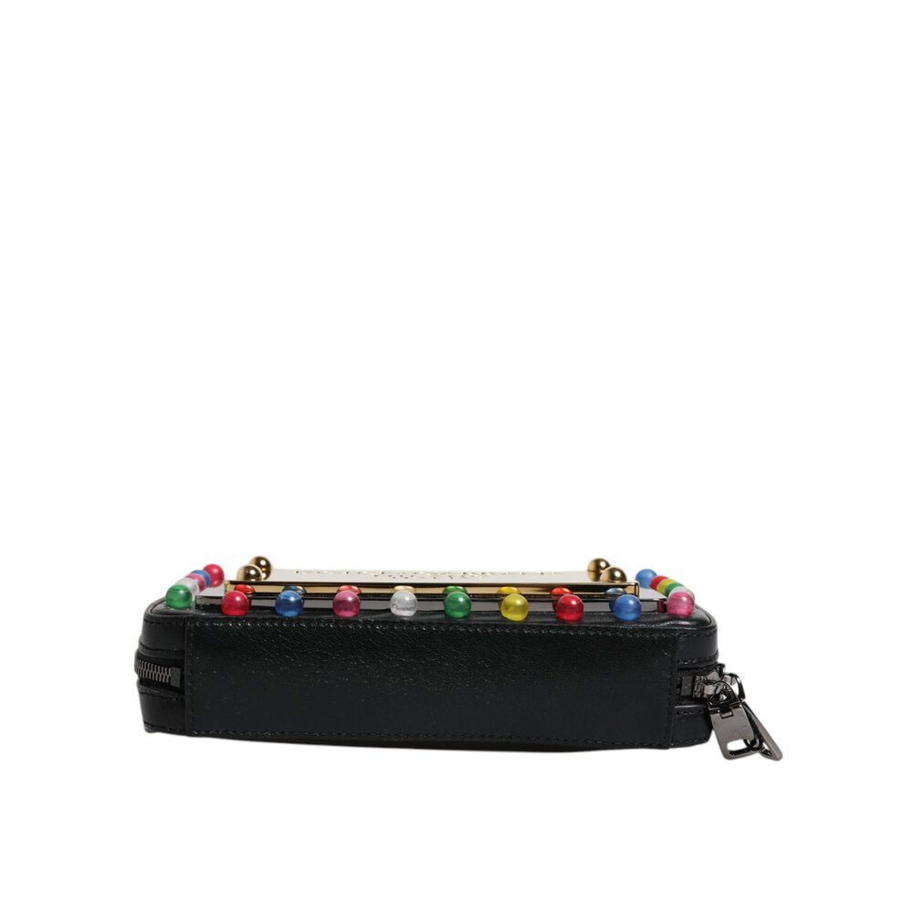 Dolce & Gabbana Dolce & Gabbana Black Leather LED Logo Wrist Strap Clutch Ba Size ONE SIZE - 6 Thumbnail