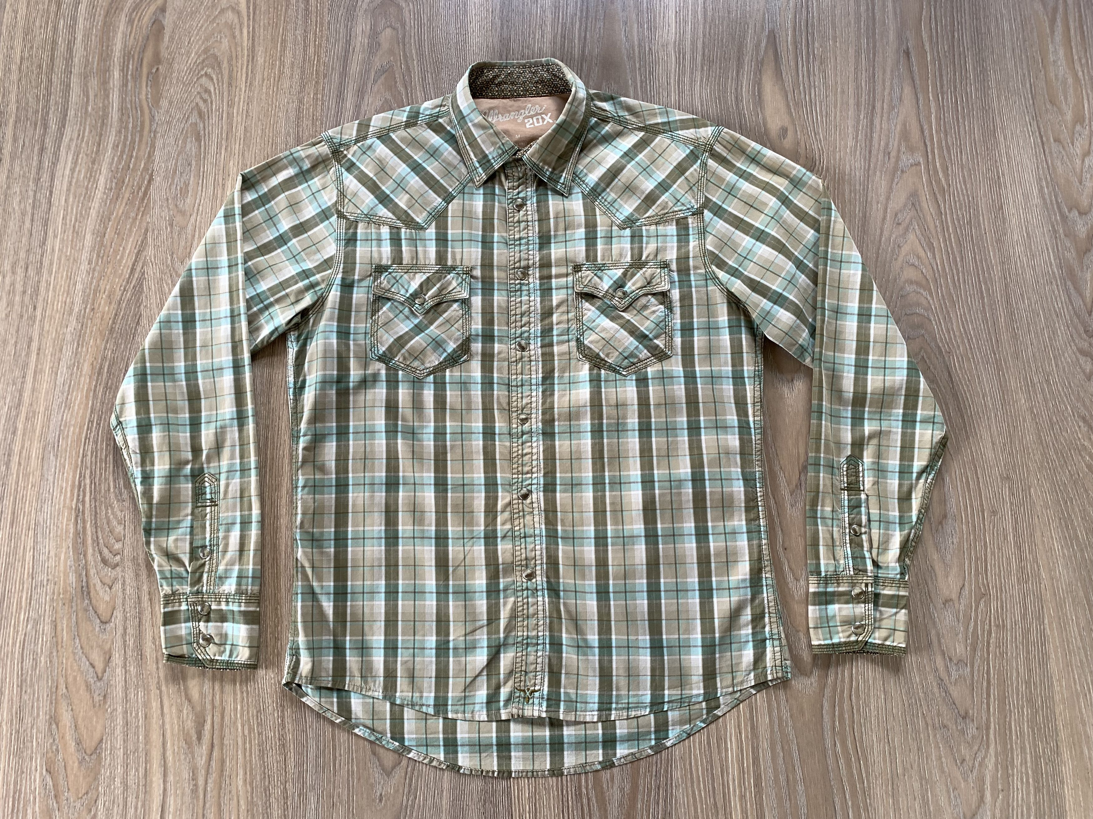 Vintage × Wrangler Wrangle 20X Plaid Cotton Long Sleeve Shirt Size US M / EU 48-50 / 2 - 2 Thumbnail