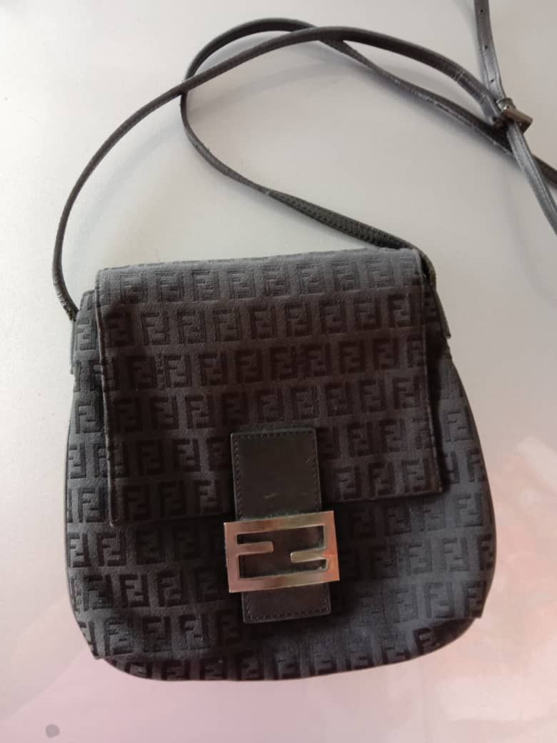 Fendi FENDI Zucchino Canvas Mamma Baguette Crossbody Black Bag Size ONE SIZE - 1 Thumbnail