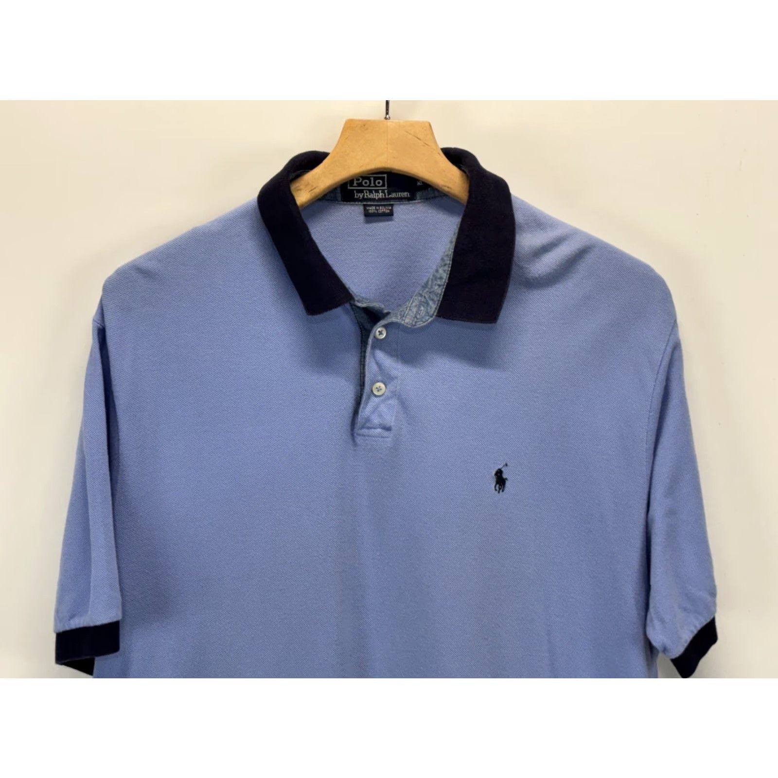 Polo Ralph Lauren VINTAGE Polo Ralph Lauren Polo Shirt Mens XL Blue Navy Pony Short Sleeve Collared 100% Cotton Size US XL / EU 56 / 4 - 2 Thumbnail