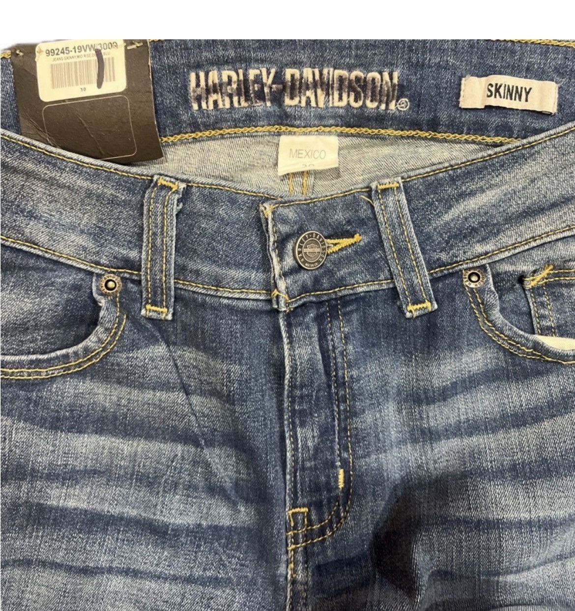 Harley Davidson Harley Davidson Classic Blue Women's Skinny Mid-Rise Jeans Size 30" / US 8 / IT 44 - 6 Thumbnail