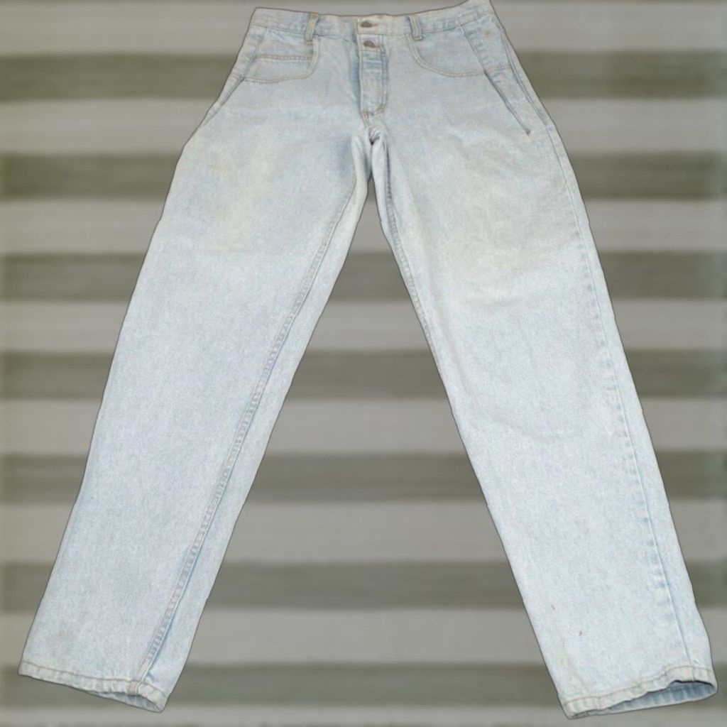 VINTAGE GUESS Jeans Georges Marciano 80s Pale Blue 2 Button Zip Made USA Jeans Mens 32