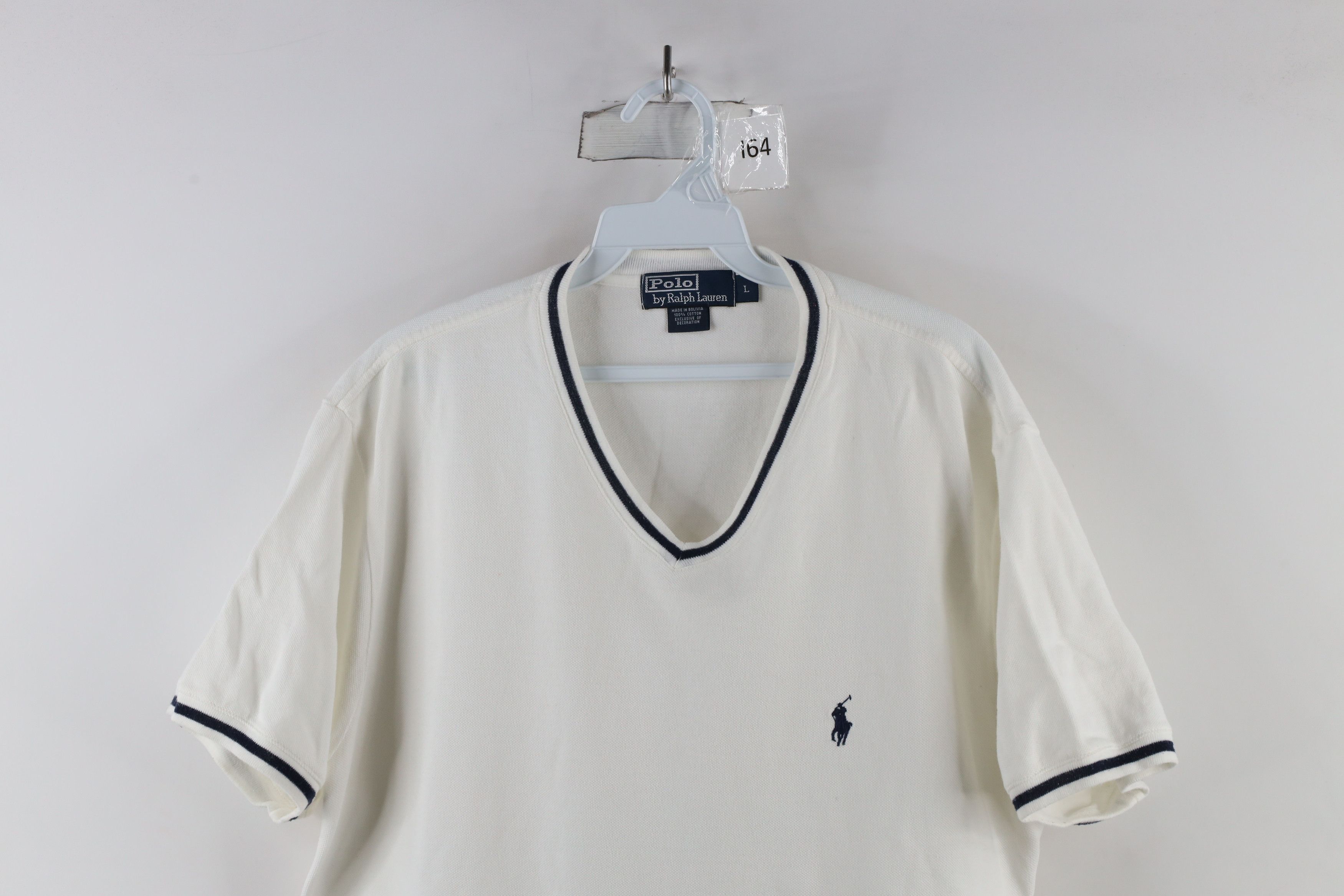 Ralph Lauren × Vintage Vintage 90s Ralph Lauren Cotton Ringer V-Neck T-Shirt White Size US L / EU 52-54 / 3 - 2 Thumbnail