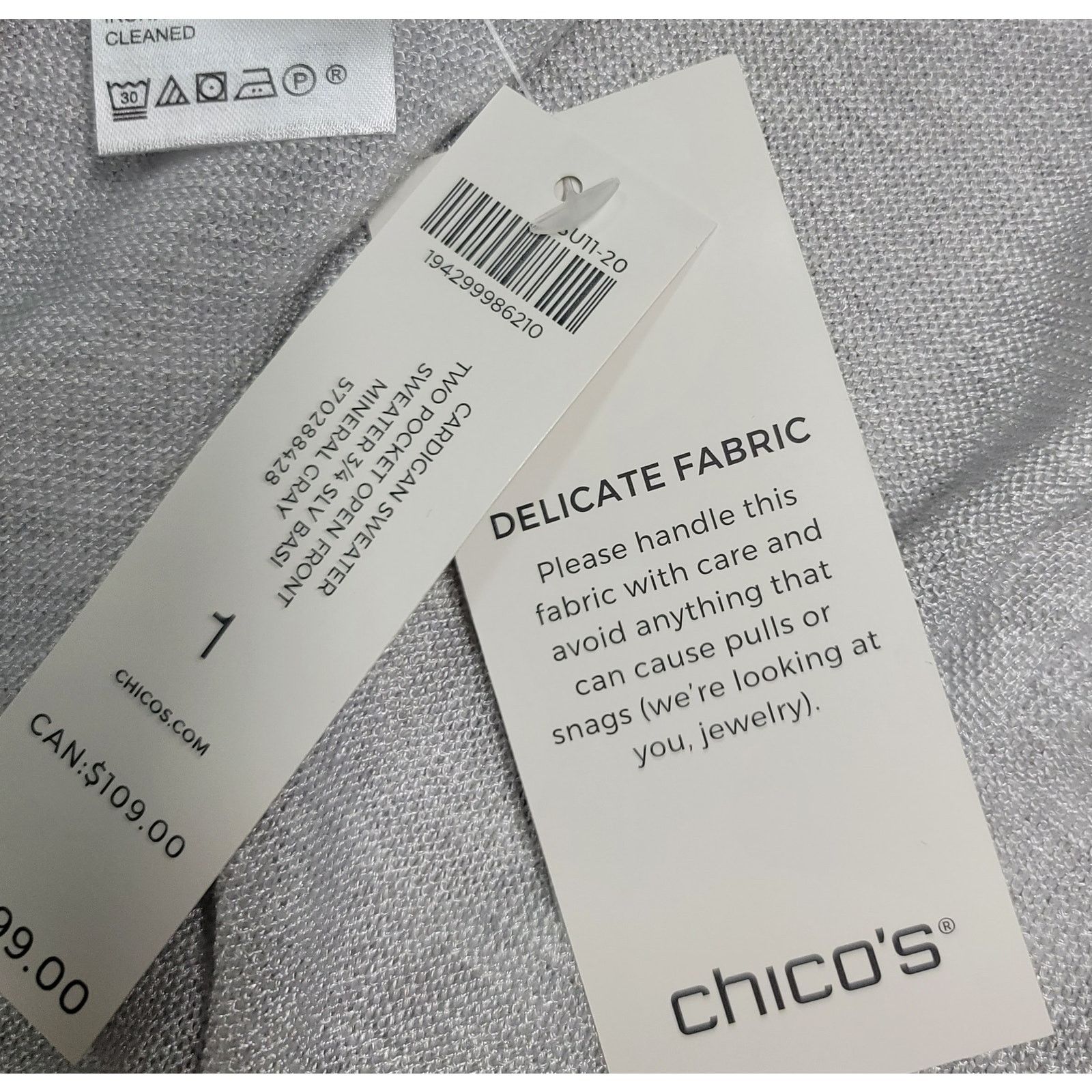 Chicos Chico's Gray Open Front Cardigan Sweater 1 Medium NWT Size M / US 6-8 / IT 42-44 - 4 Thumbnail