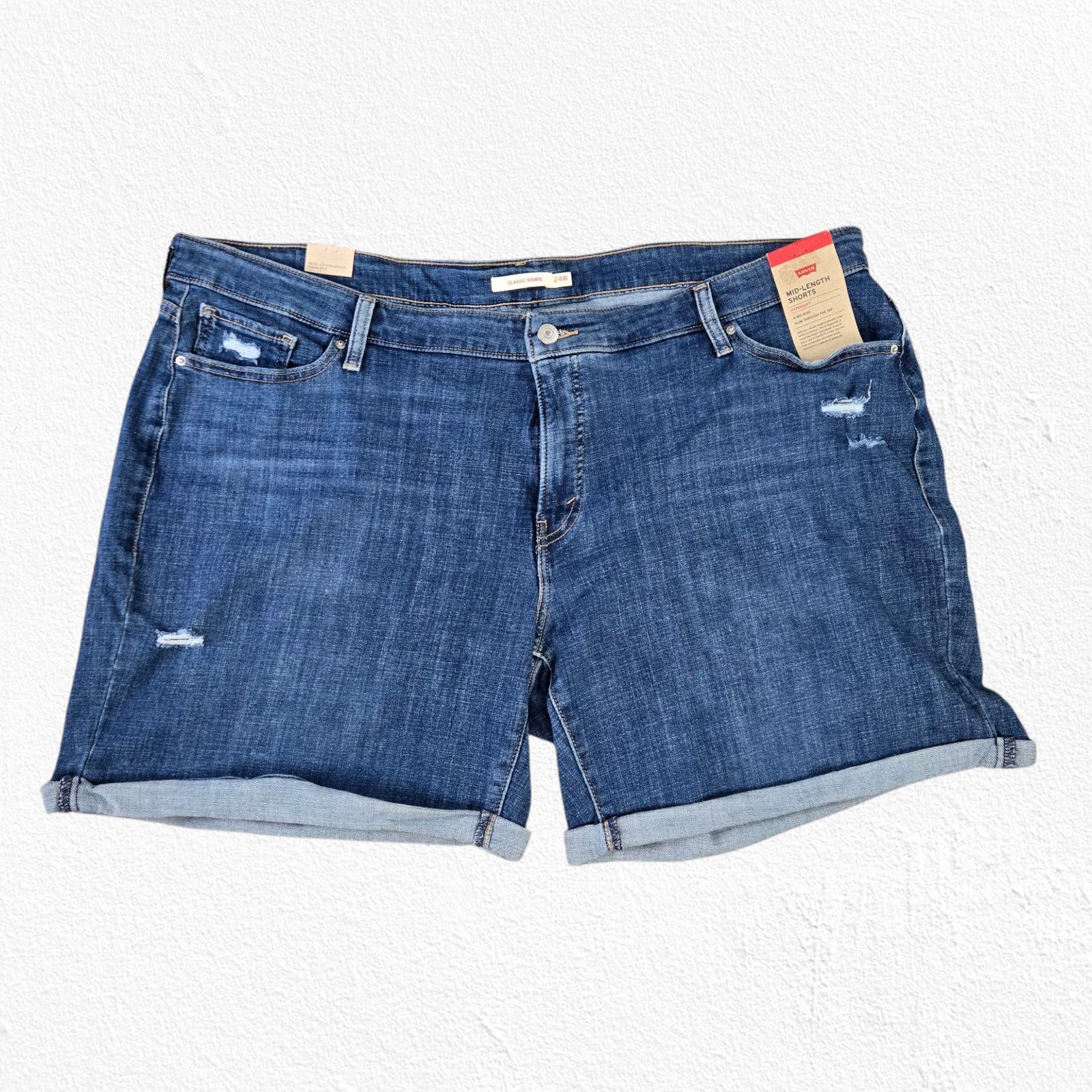 Levi's Levi's Medium Classic Mid-Length Distressed Shorts Size 24W Size 37" - 2 Thumbnail