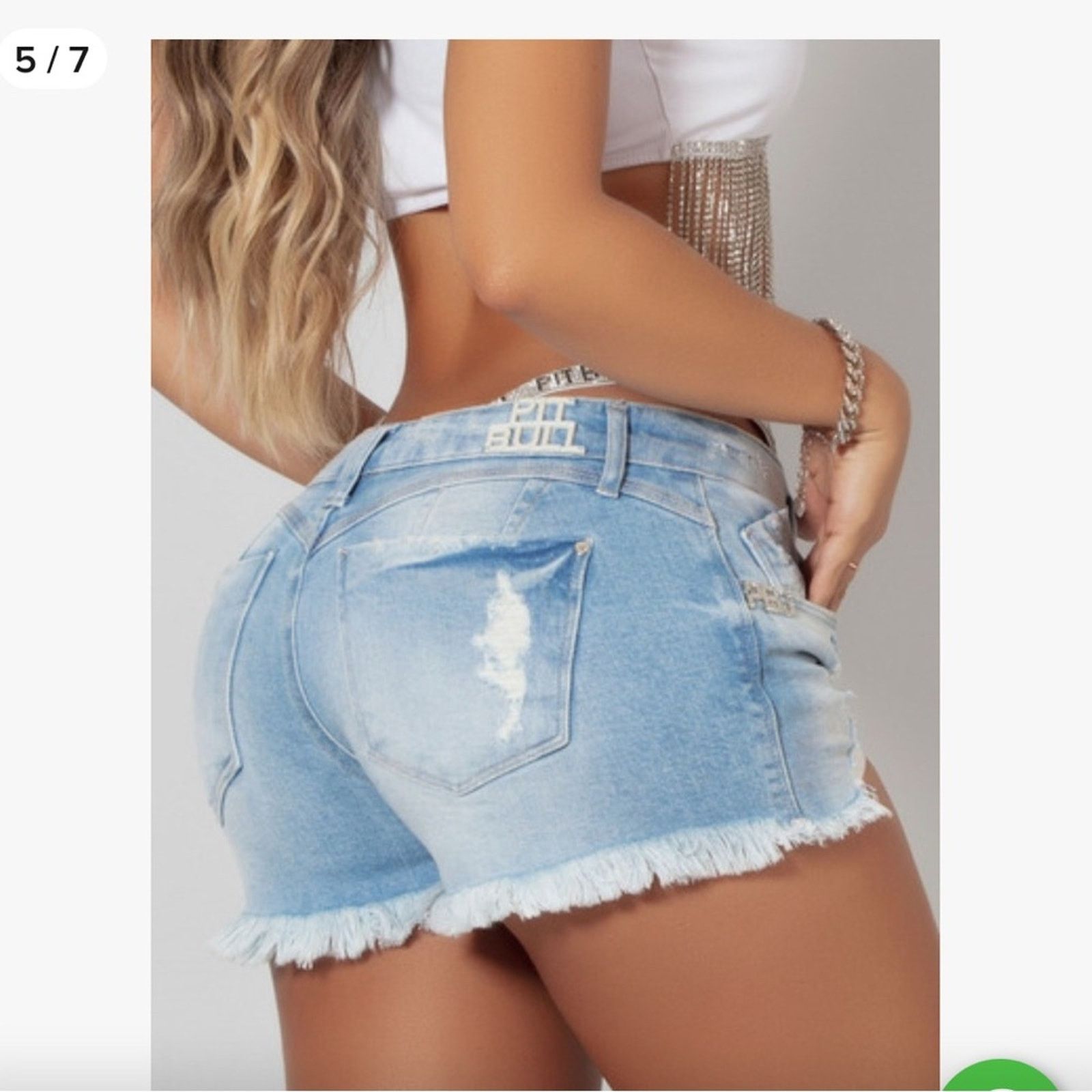 Other Trendy Light Blue Distressed Jean Shorts 02 Size 23" - 2 Thumbnail