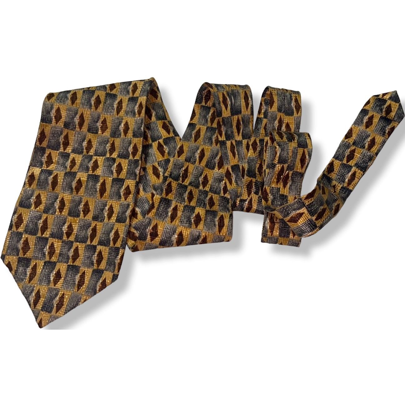 Pierre Balmain PIERRE BALMAIN Silk Neck Tie ~ Gray, Brown ~ Geometric Size ONE SIZE - 4 Thumbnail