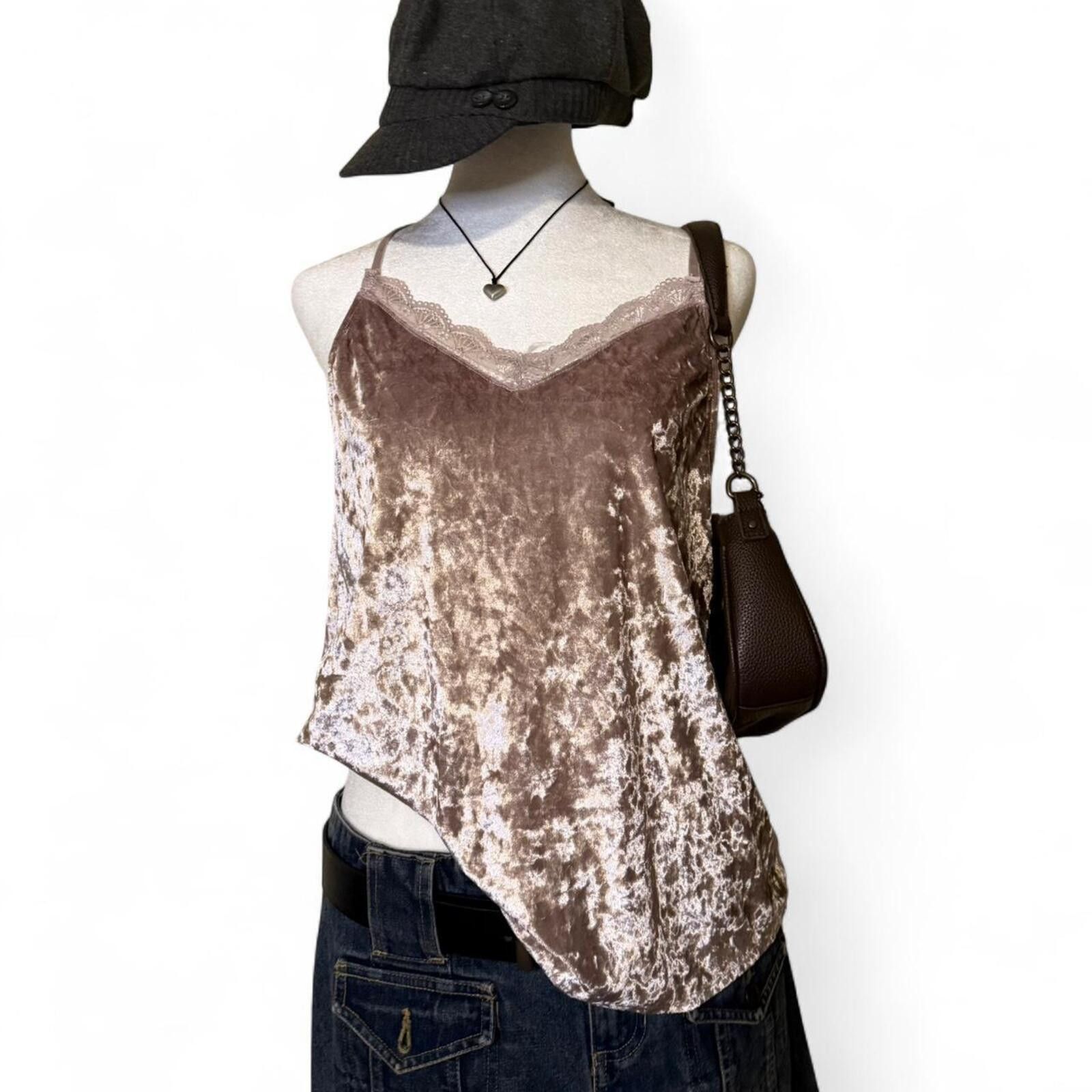 Other 🤎 velvet lace cami top 🤎 Size L / US 10 / IT 46 - 1 Thumbnail
