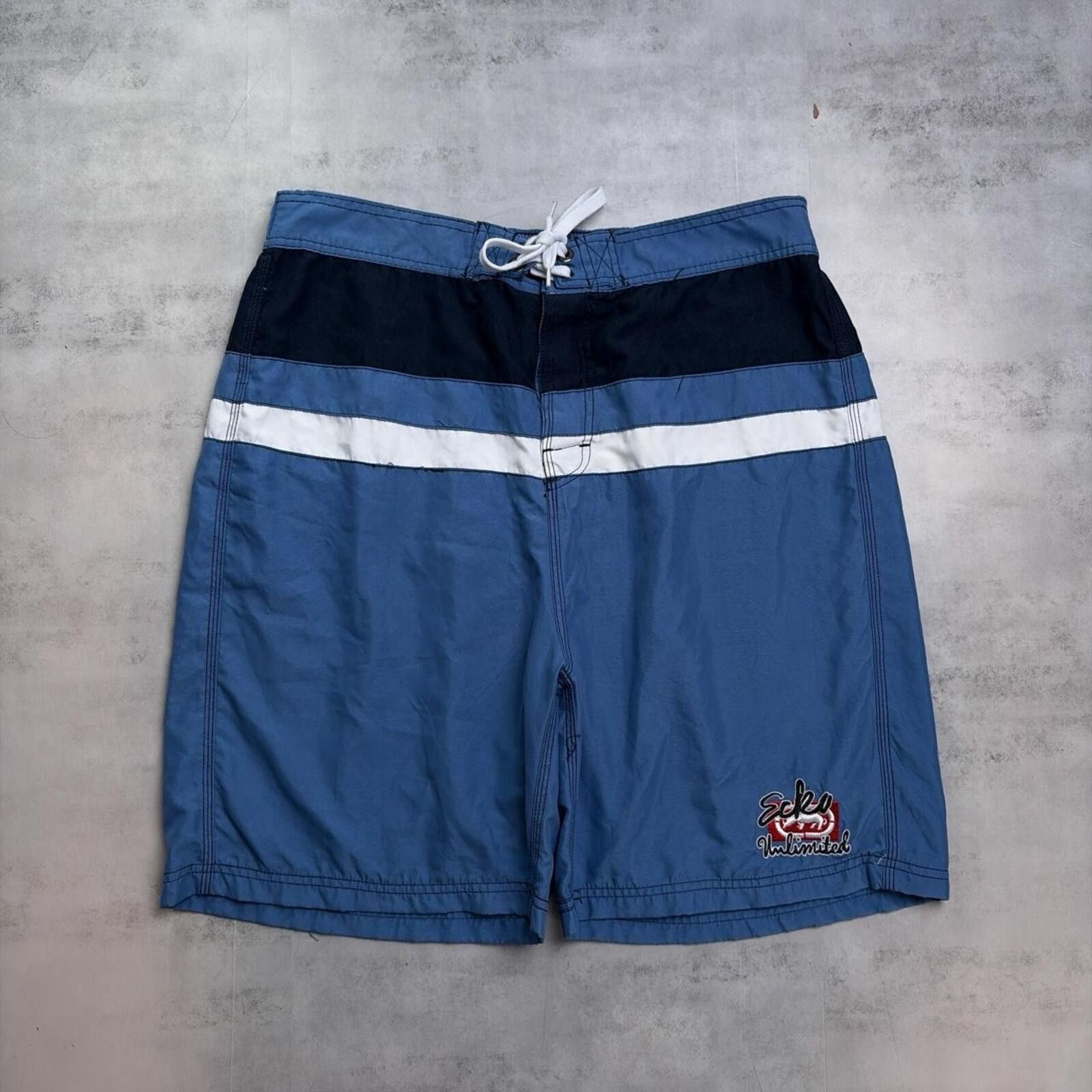 Y2K Blue Ecko Unltd Grunge Baggy Surf Skater Board Shorts
