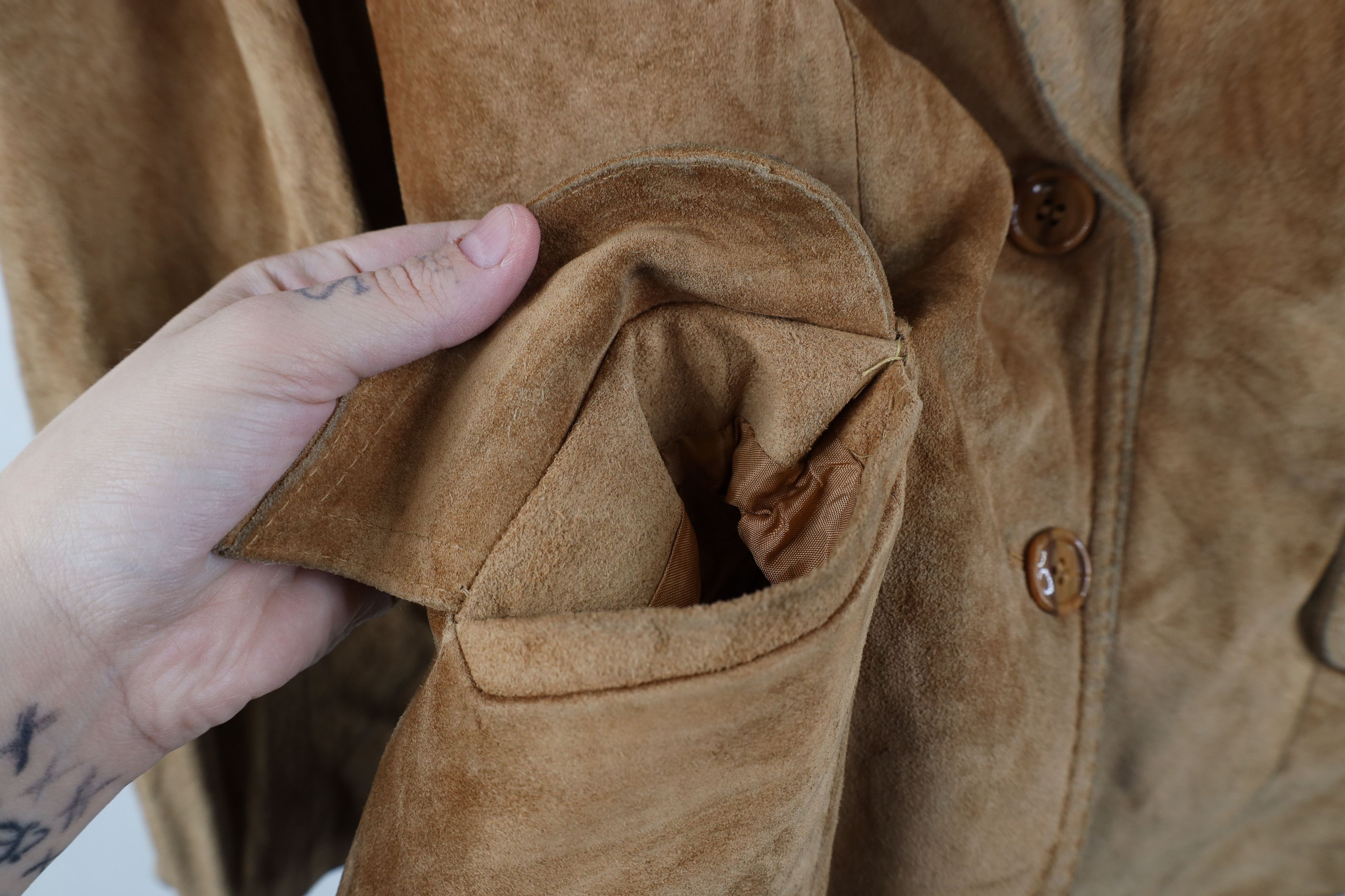 Vintage Vintage 70s 80s Streetwear Suede Leather Blazer Jacket Brown Size L / US 10 / IT 46 - 8 Thumbnail