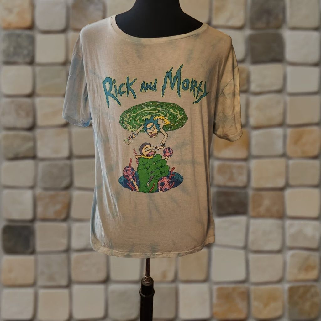 Vintage Rick and Morty Falling Portals Blue Tie Dye T Shirt Size M Size US M / EU 48-50 / 2 - 1 Thumbnail