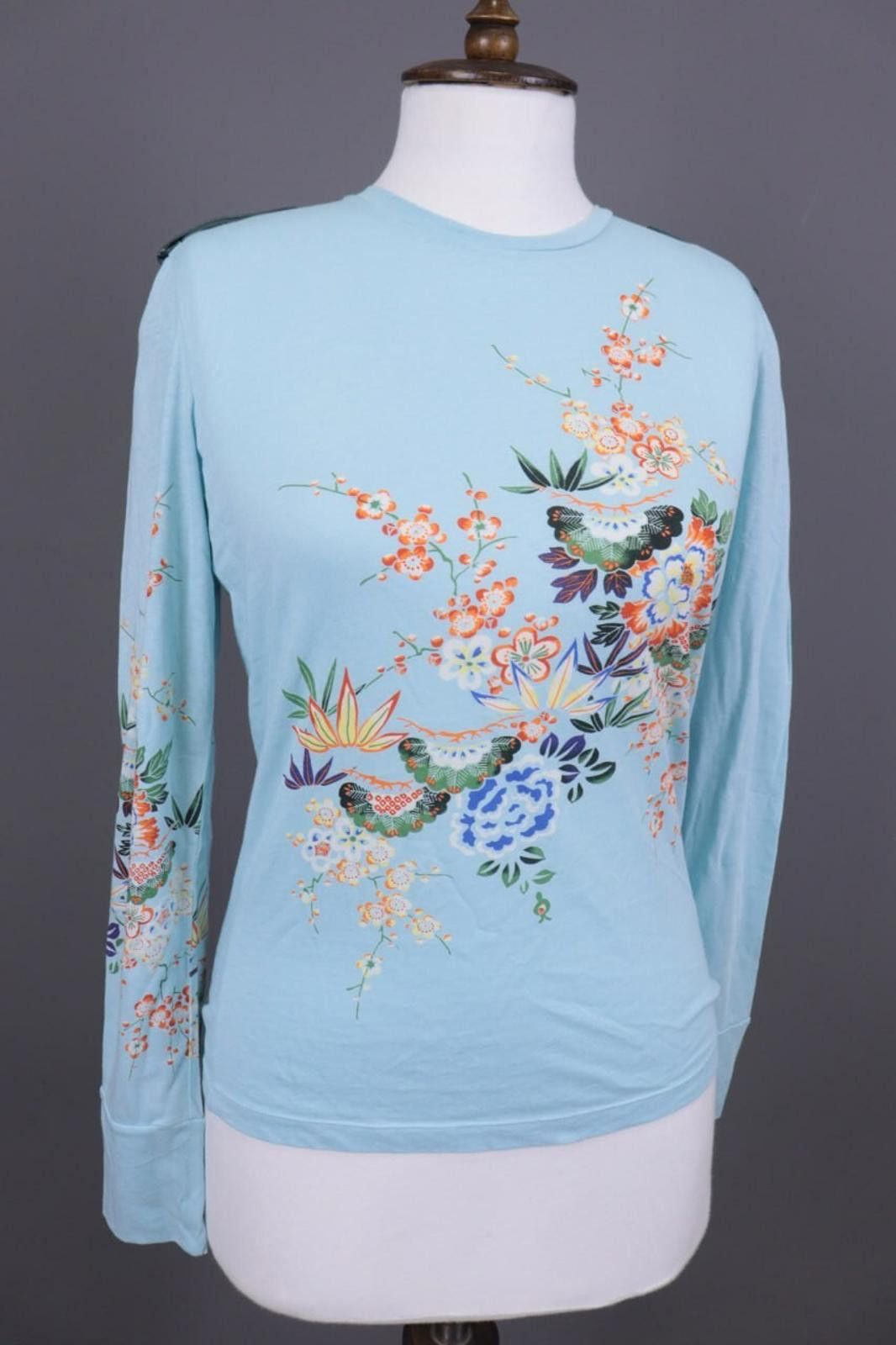 Custo Barcelona CUSTO BARCELONA Blue Floral Stretch Top Shirt Size 4 Size S / US 4 / IT 40 - 7 Thumbnail