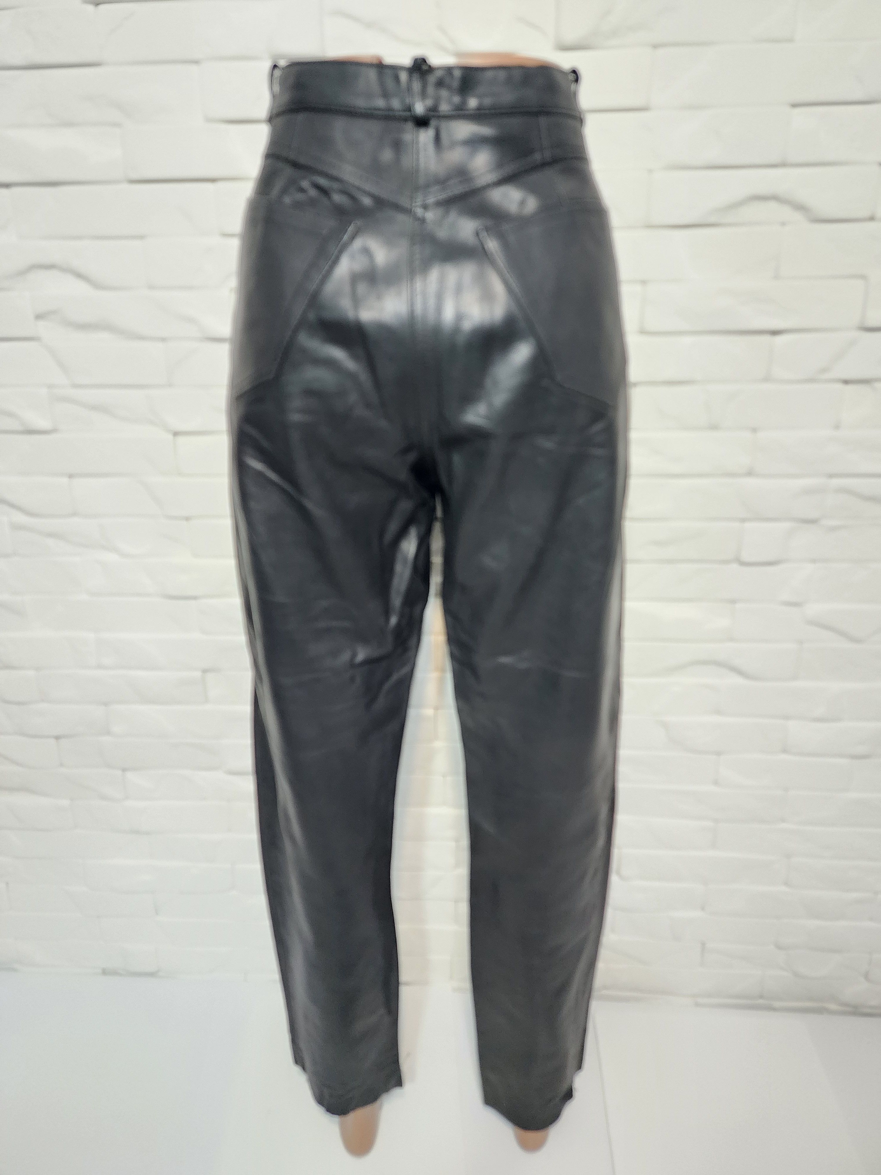 Genuine Leather Black Leather Pants: Women's Denim Style Size 31" - 5 Thumbnail