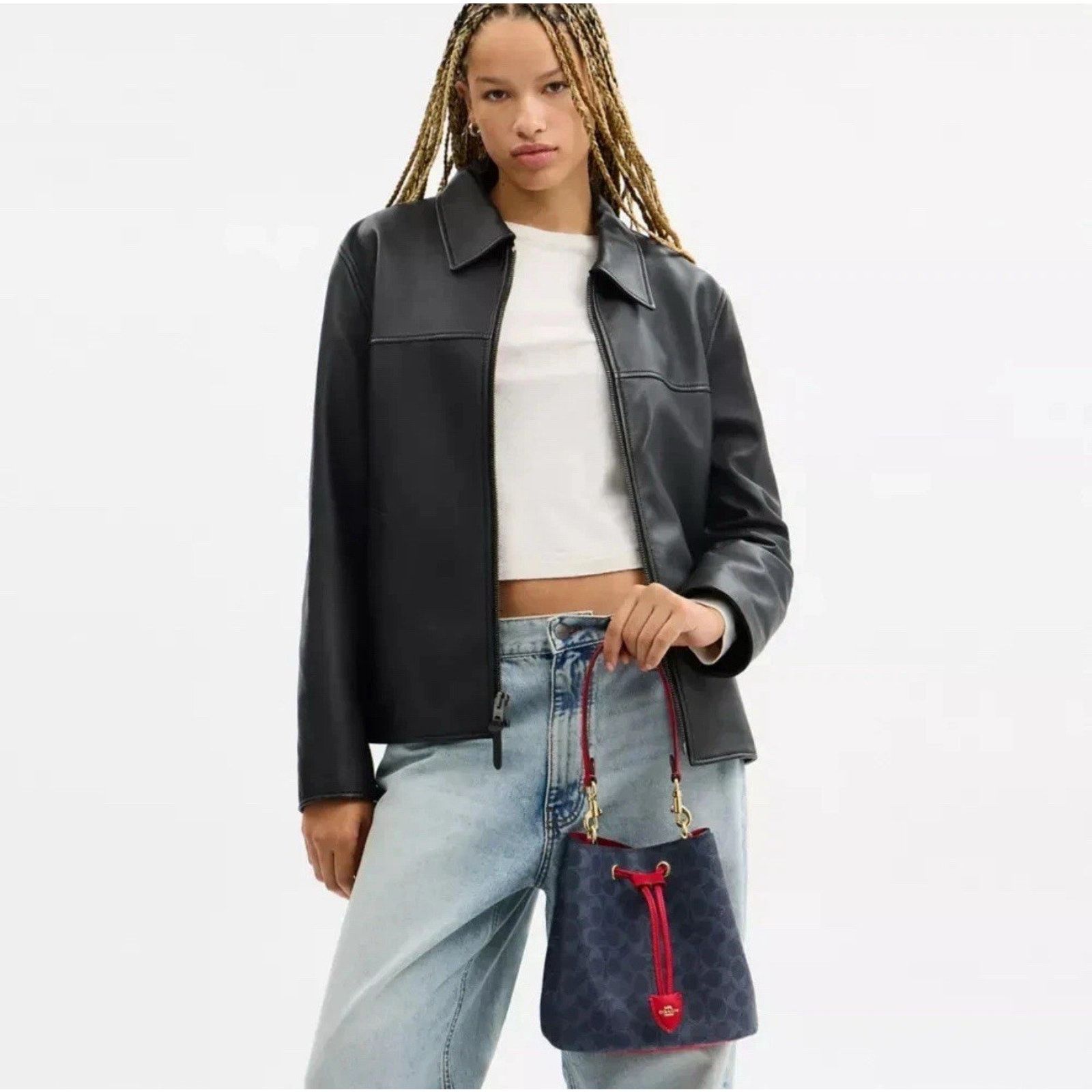 Coach NWT COACH Rowan Bucket Bag CBH07 Denim/Bold Red Crossbody Size ONE SIZE - 10 Thumbnail