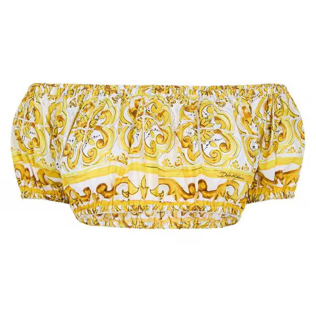 Dolce & Gabbana o1g2r1mq1024 Maiolica Bardot Top in Multicolor Size M / US 6-8 / IT 42-44 - 1 Thumbnail
