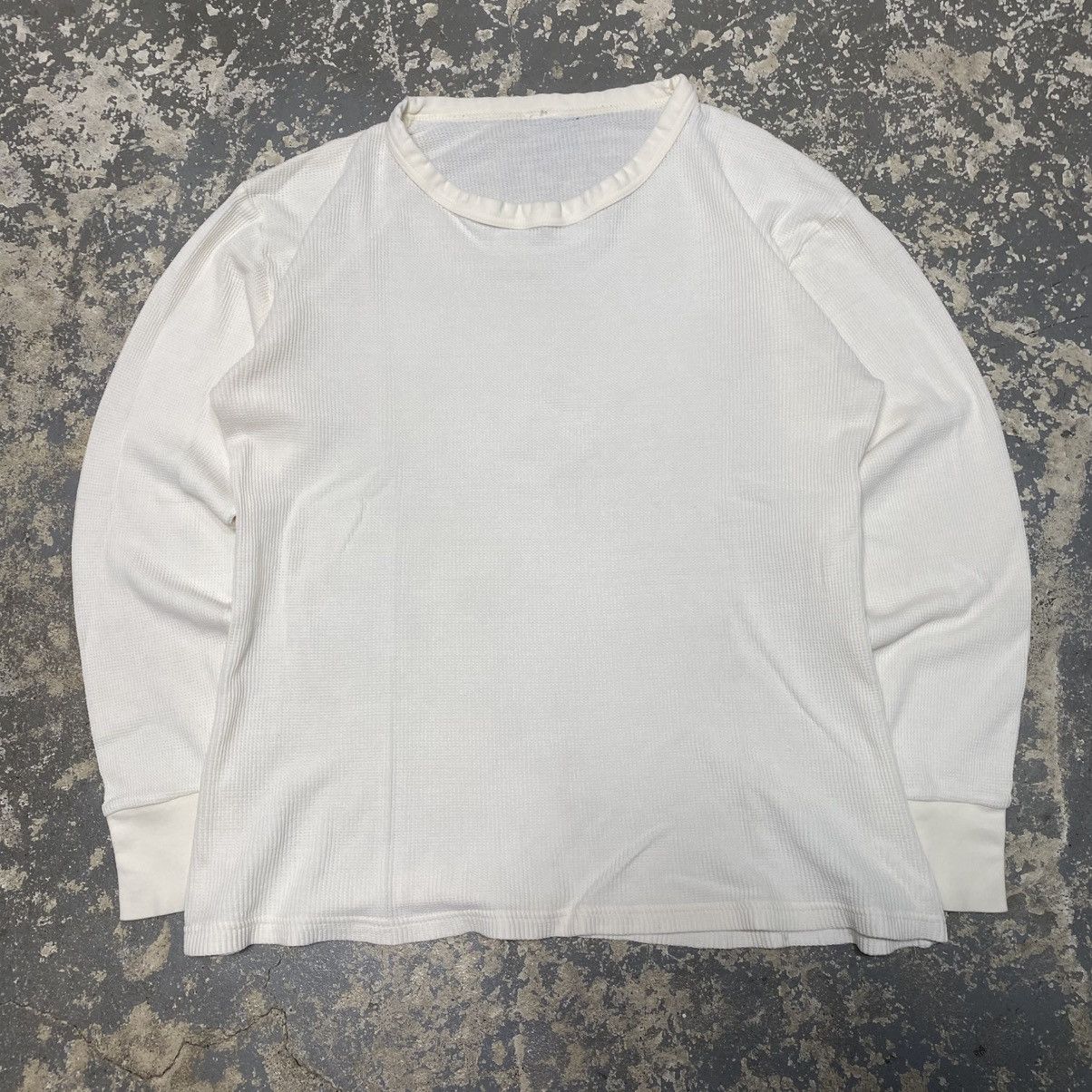 Hanes × Vintage Vintage White Long John Thermal Waffle Long Sleeve 90s Size US XL / EU 56 / 4 - 1 Thumbnail