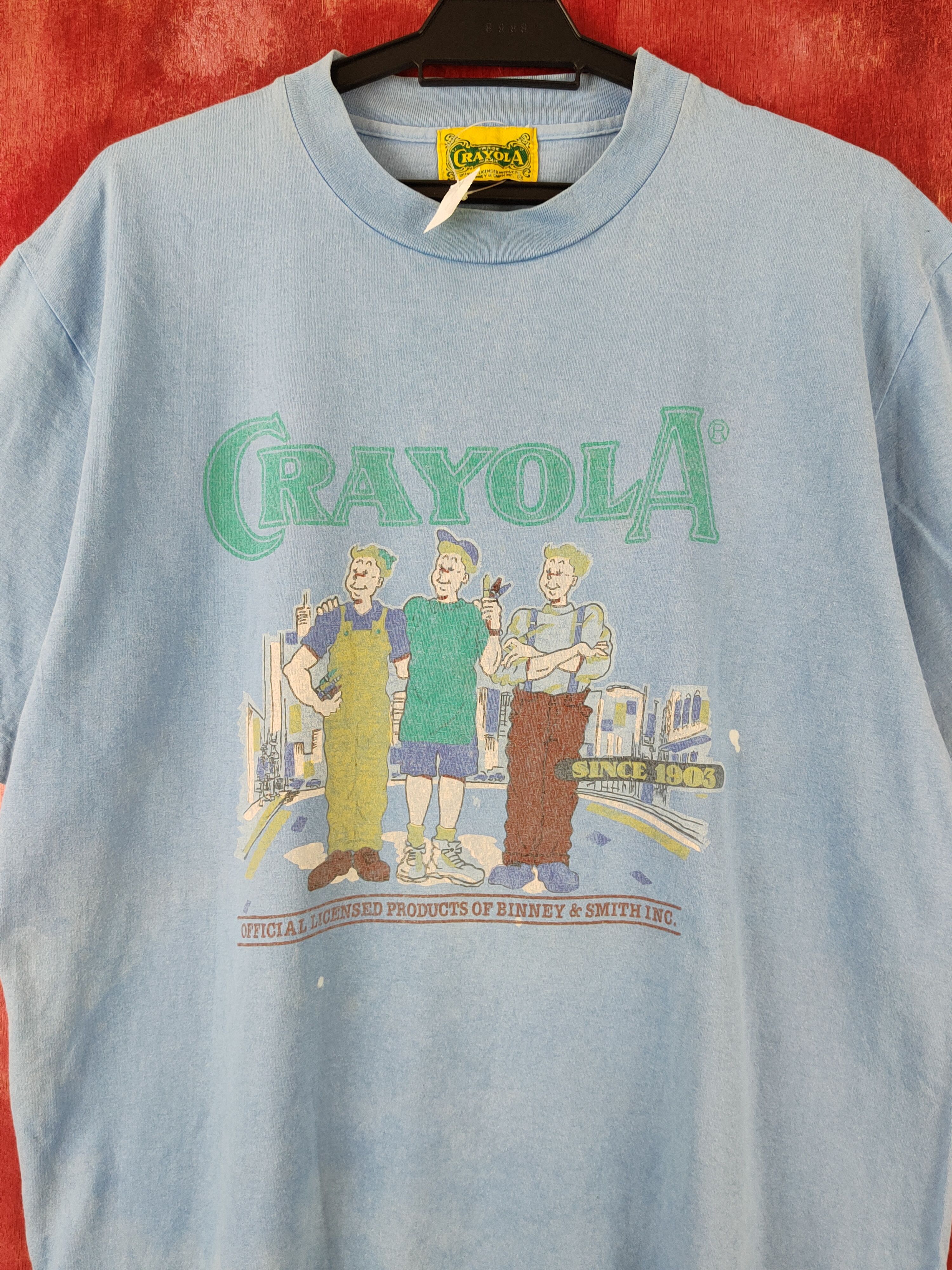 Vintage Crayola vintage cartoon Blue faded tee T-shirts #S2297 Size US L / EU 52-54 / 3 - 2 Thumbnail