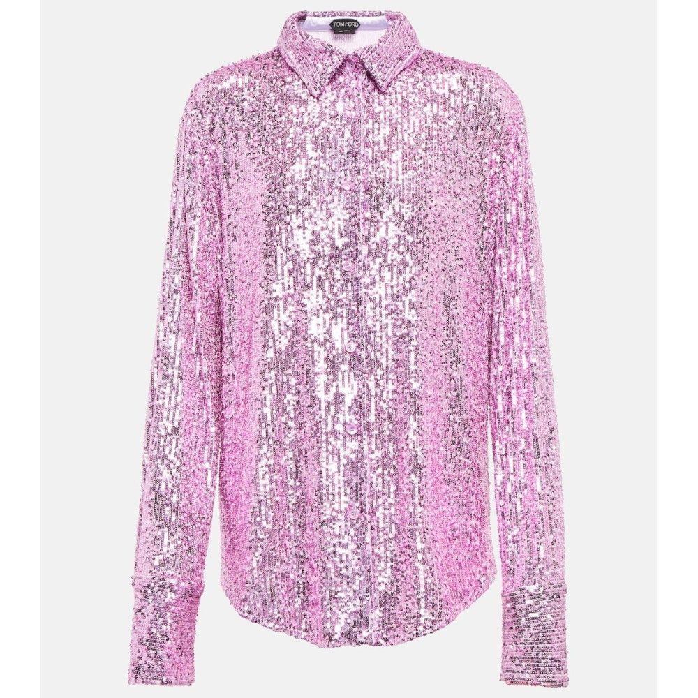 Tom Ford o1loc1c0924 CA3204 Liquid Sequins Shirt in Pink Size XS / US 0-2 / IT 36-38 - 1 Thumbnail
