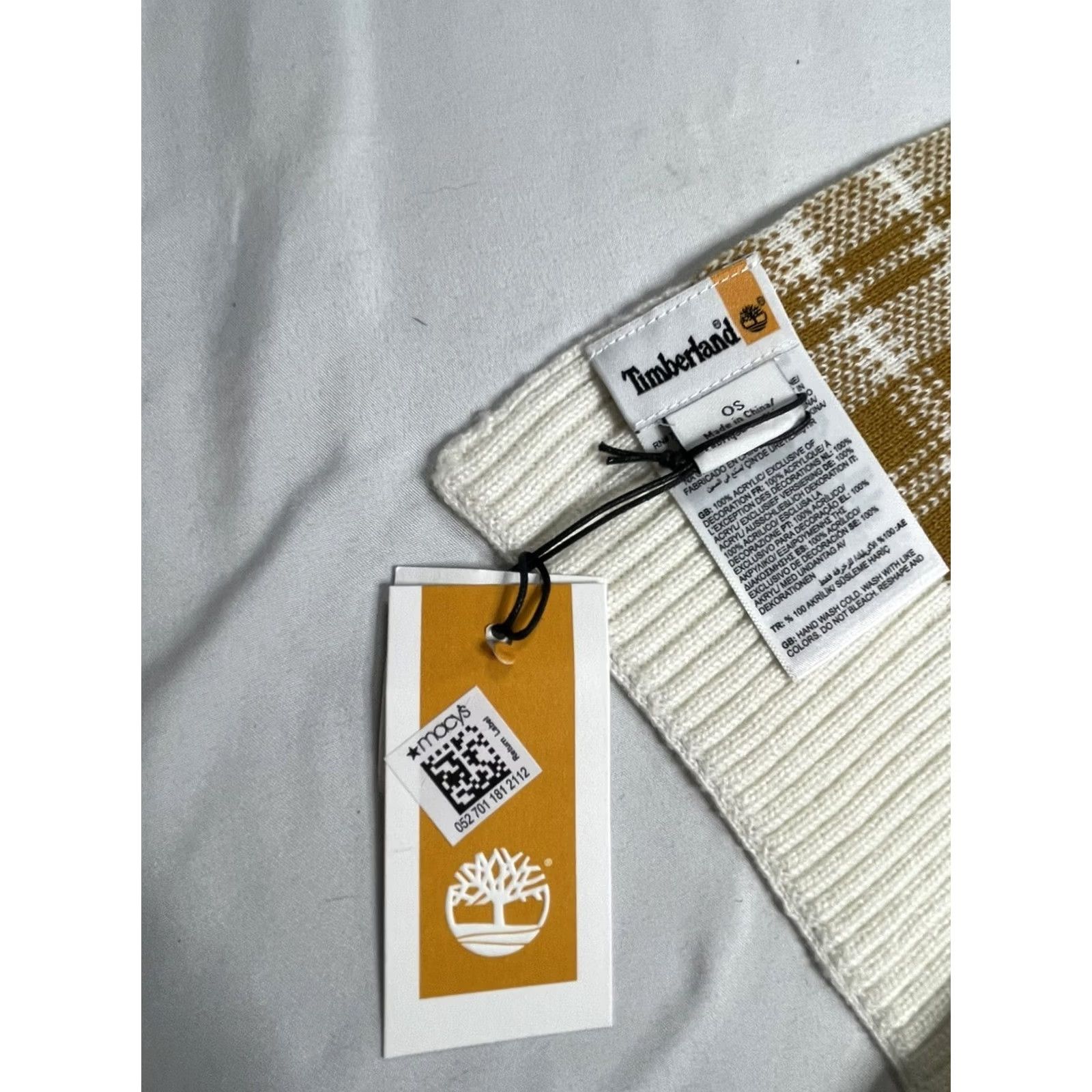 Timberland Timberland Logo Beanie & Scarf Watch Cap Ribbed Knit Square Patch Brown OSFA Unisex Adults Knit Winter Fall Mens Womens Size ONE SIZE - 3 Thumbnail