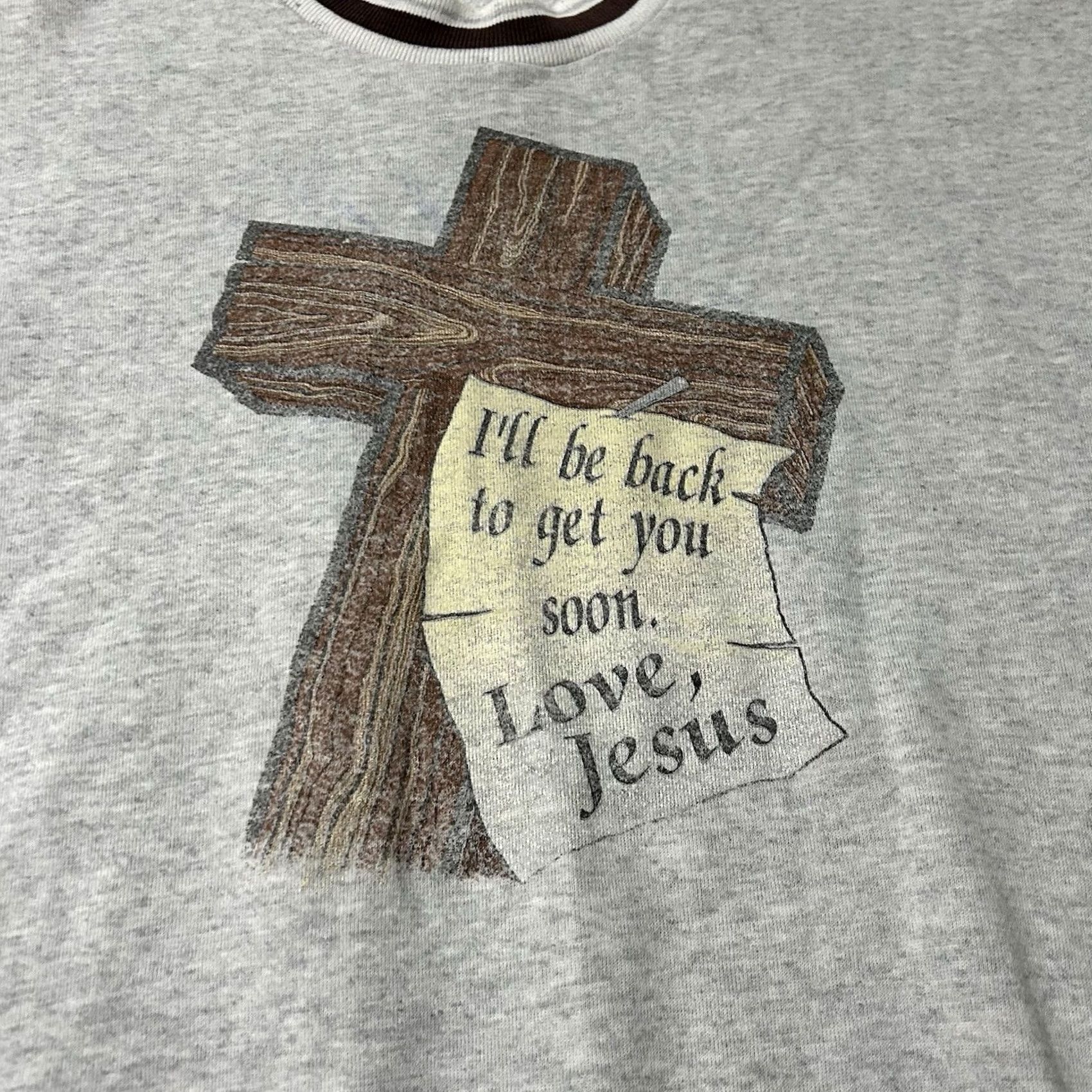 Vintage Vintage Sweatshirt XL 90s I’ll Be Back To Get You Soon Love Jesus Size Size US XL / EU 56 / 4 - 2 Thumbnail