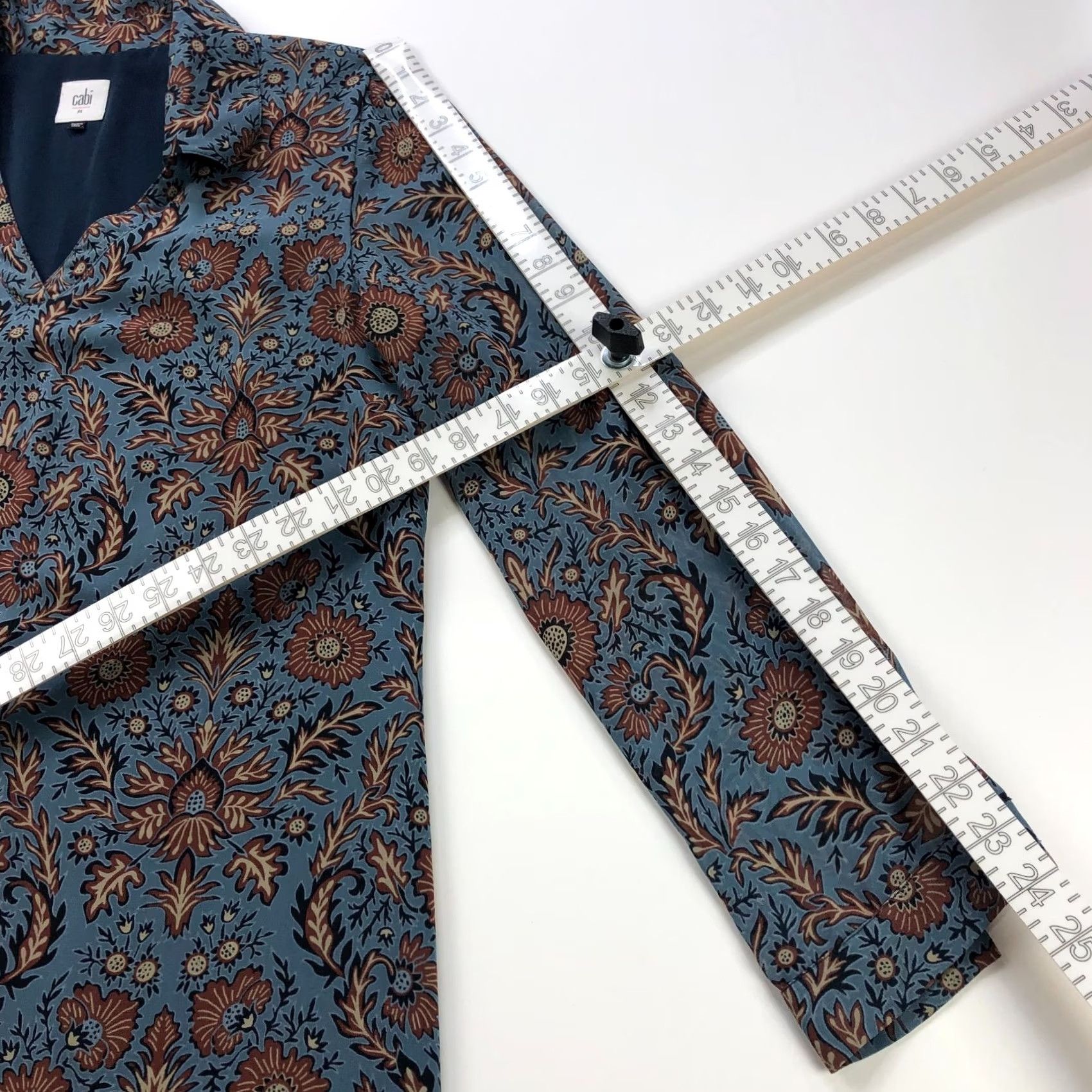 Vintage Cabi Dress Medium Provincial Tunic Shirt All Over Print Blue Brown MINT 3295 Size M / US 6-8 / IT 42-44 - 6 Thumbnail