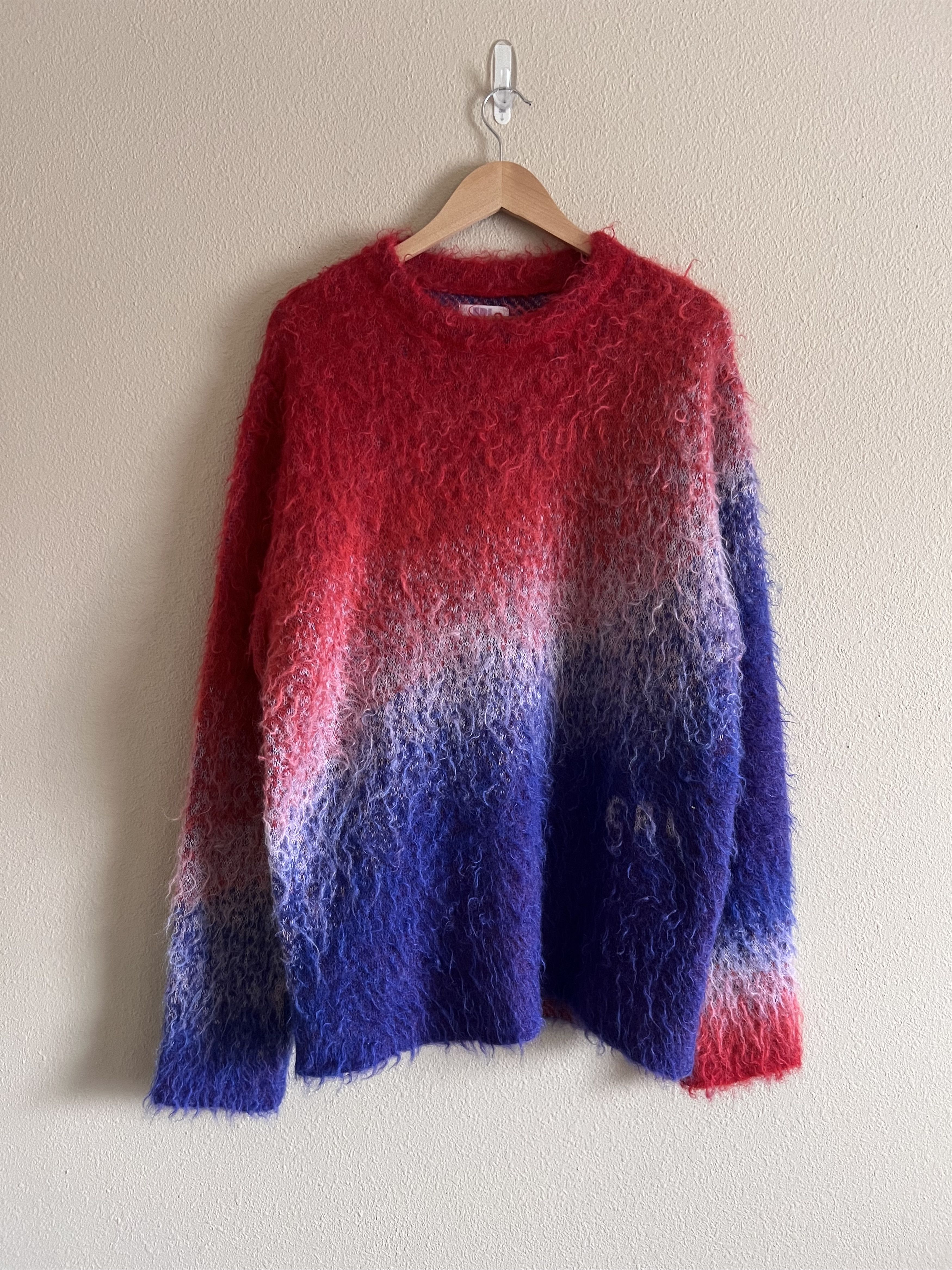 image of Erl Degrade Mohair Sweater In Red White Blue, Men's (Size Large)