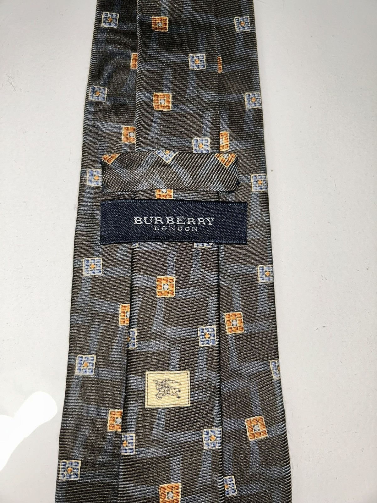 Burberry Vintage Burberry Gray Block Patterned Men’s Silk Tie Size ONE SIZE - 9 Thumbnail