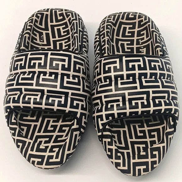 Balmain Balmain Mens Quilted Leather B-IT Monogram Sandals - EU42/9 Size US 9 / EU 42 - 3 Thumbnail
