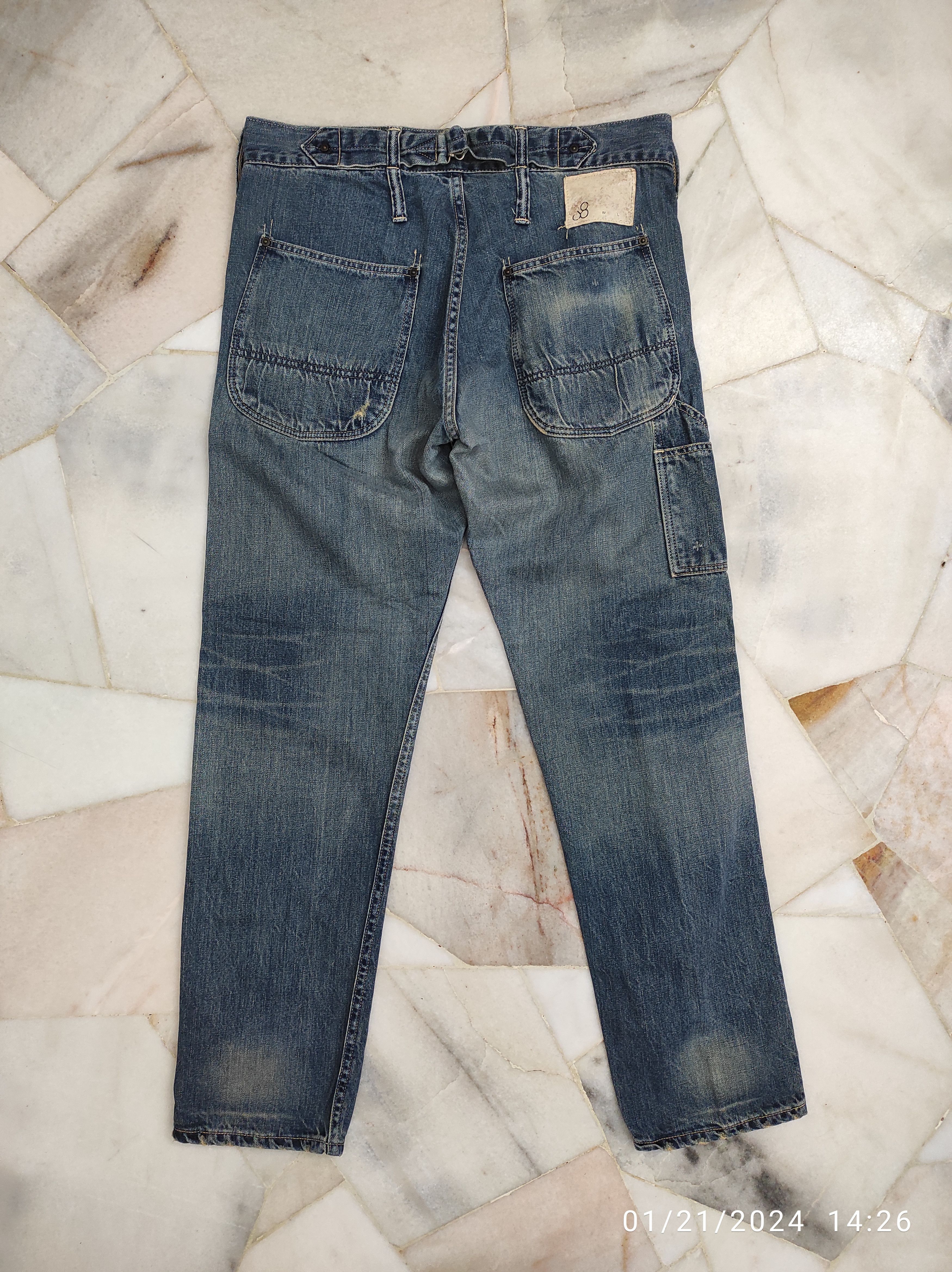 Japanese Brand × Johnbull × Vintage Selvedge jeans with buckle back and side tool's pocket Size US 33 - 17 Thumbnail
