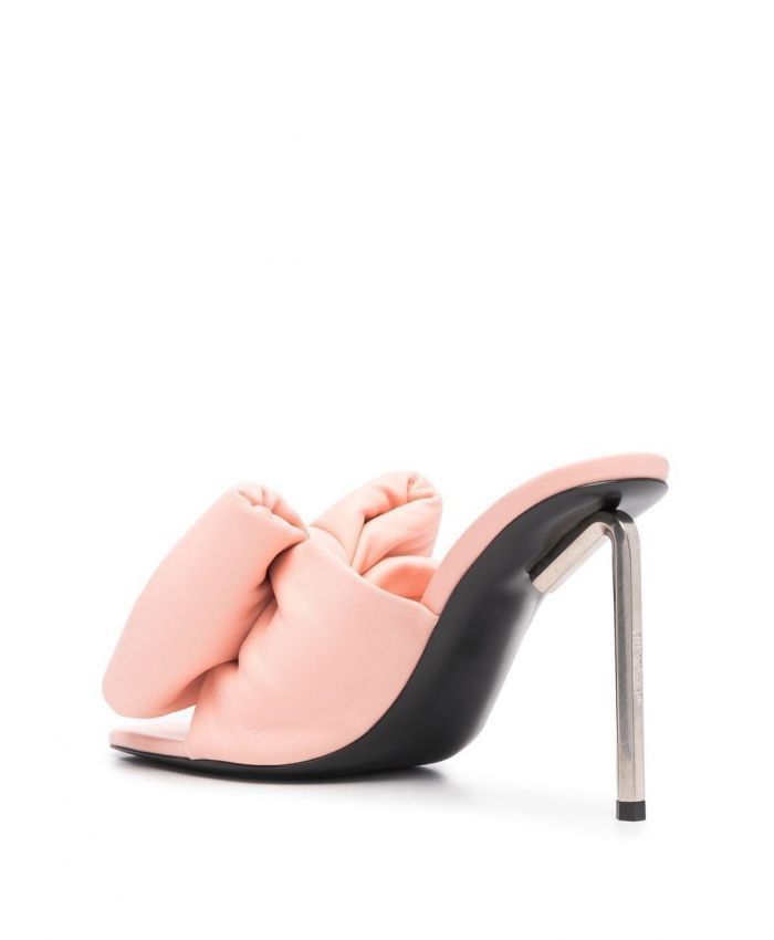 Off-White o1gr1nt1124 Nappa Bow High Allen Mules in Pointed Pink Size US 5 / IT 35 - 4 Thumbnail