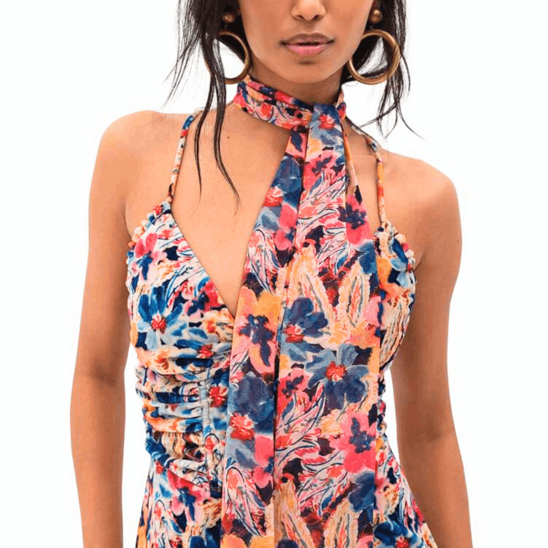 For Love & Lemons For Love & Lemons Brooklyn XS Multicolor Floral Velvet Mini Size XS / US 0-2 / IT 36-38 - 3 Thumbnail